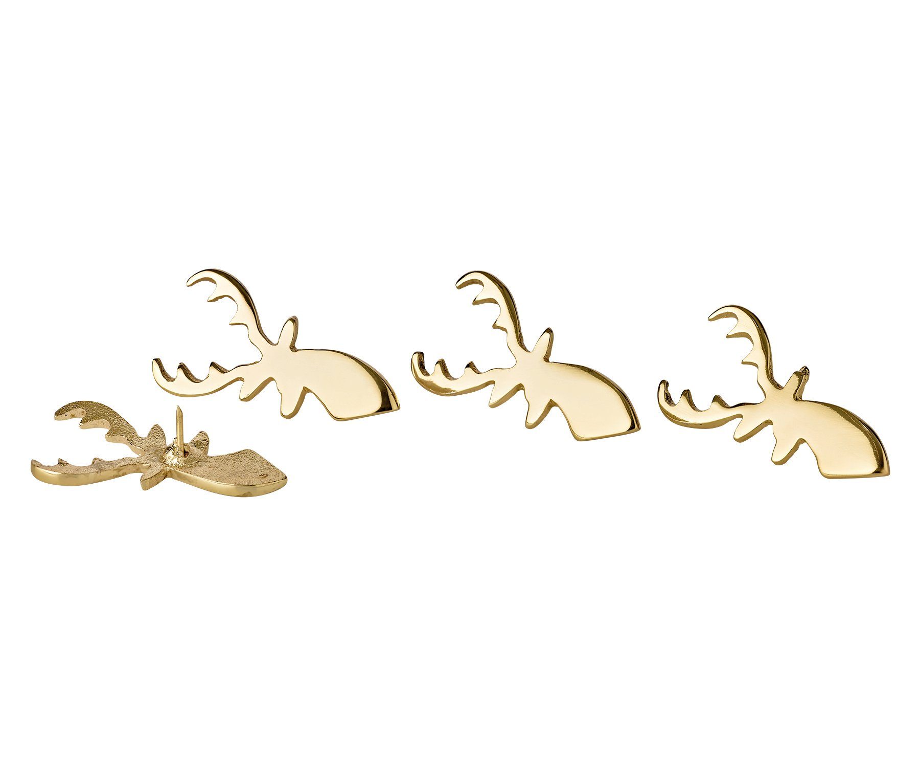 EDZARD Kerzenständer Kerzenpin, 4er-Set, Gold-Optik, Hirsch-Motiv, Aluminium, vernickelt, H 7 cm