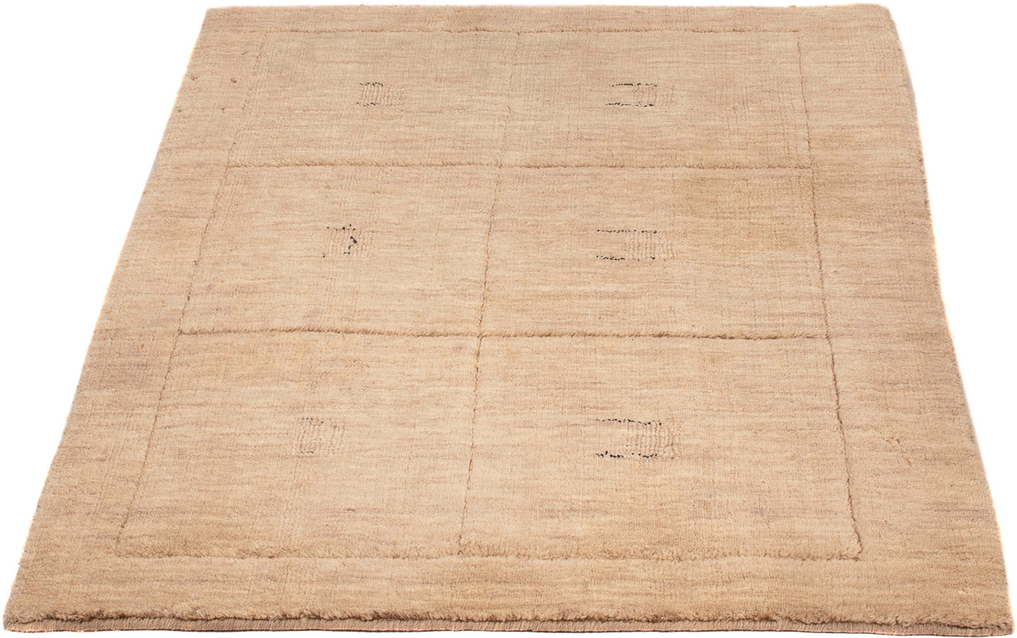 Wollteppich Gabbeh - Loribaft Softy - 117 x 85 cm - hellbeige, morgenland, rechteckig, Höhe: 12 mm, Wohnzimmer, Einzelstück