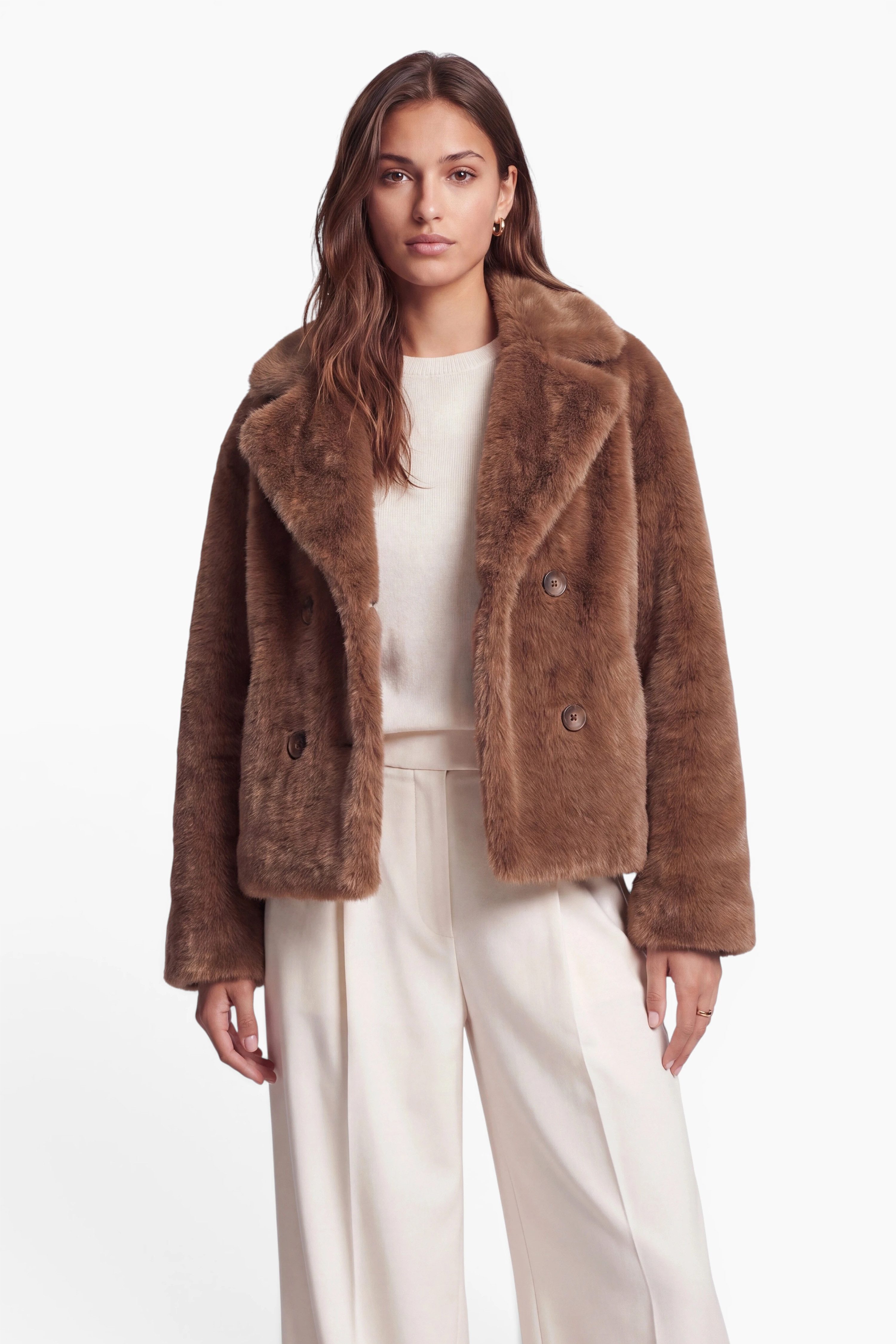 FUNK since 1776 Fellimitatjacke zum Wenden Webpelz/Lederimitat - mit Reverskragen - 2 Looks in einem