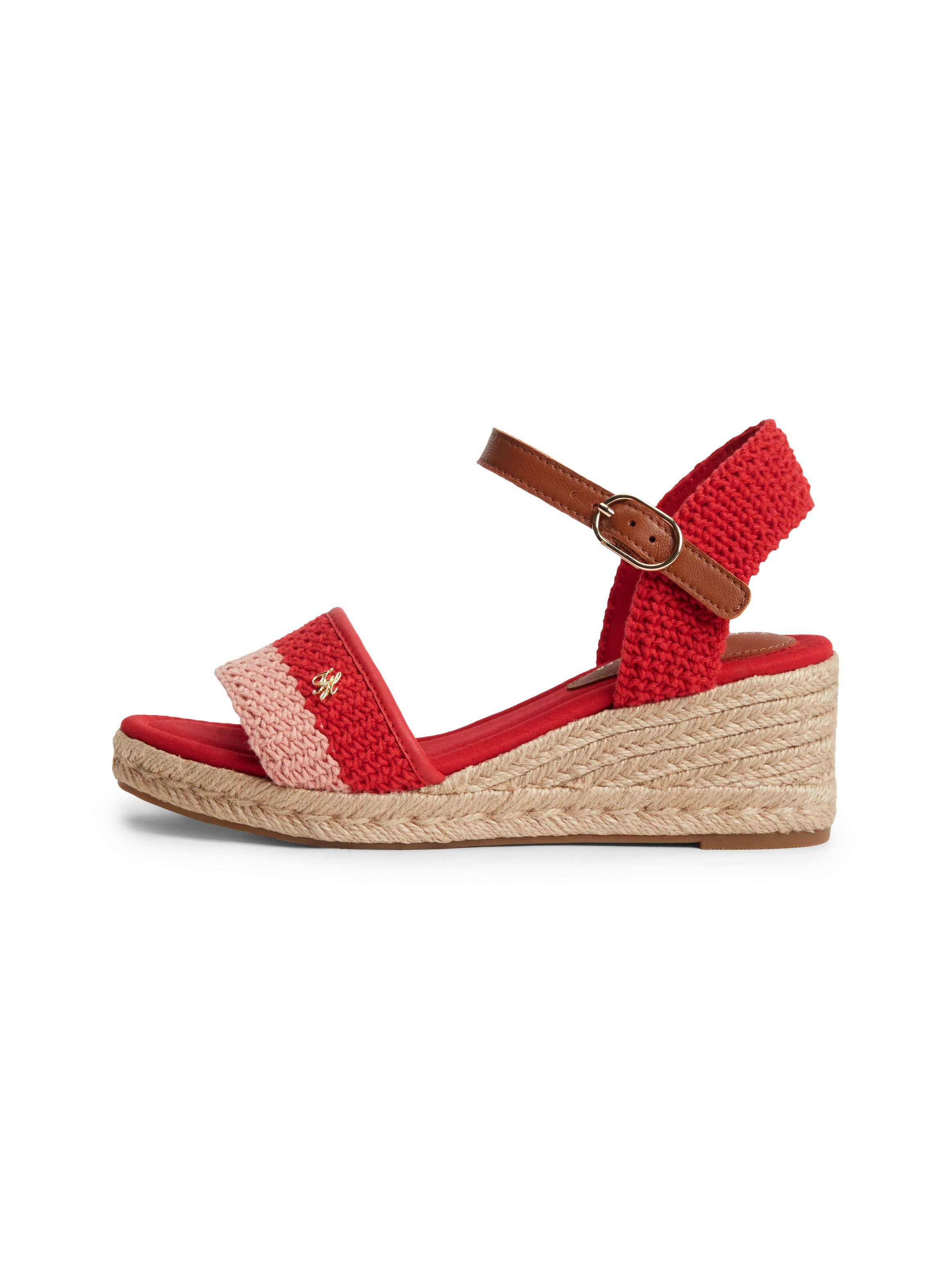 Tommy Hilfiger TH MID ESPAD WEDGE CROCHET Keilsandalette Sommerschuh, Riemchensandale in sommerlicher Häkel-Optik, schmale Form – Bild 5 von 5
