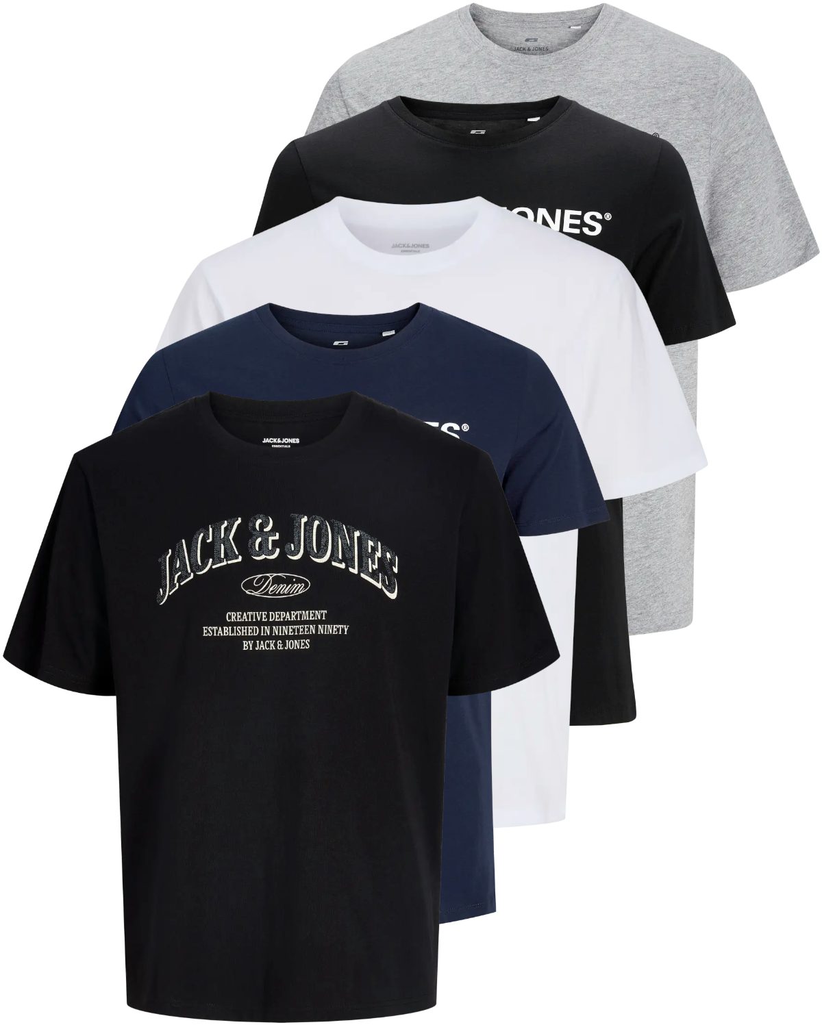 Jack & Jones Print-Shirt Bedrucktes T-Shirt aus Baumwolle (5er-Pack)