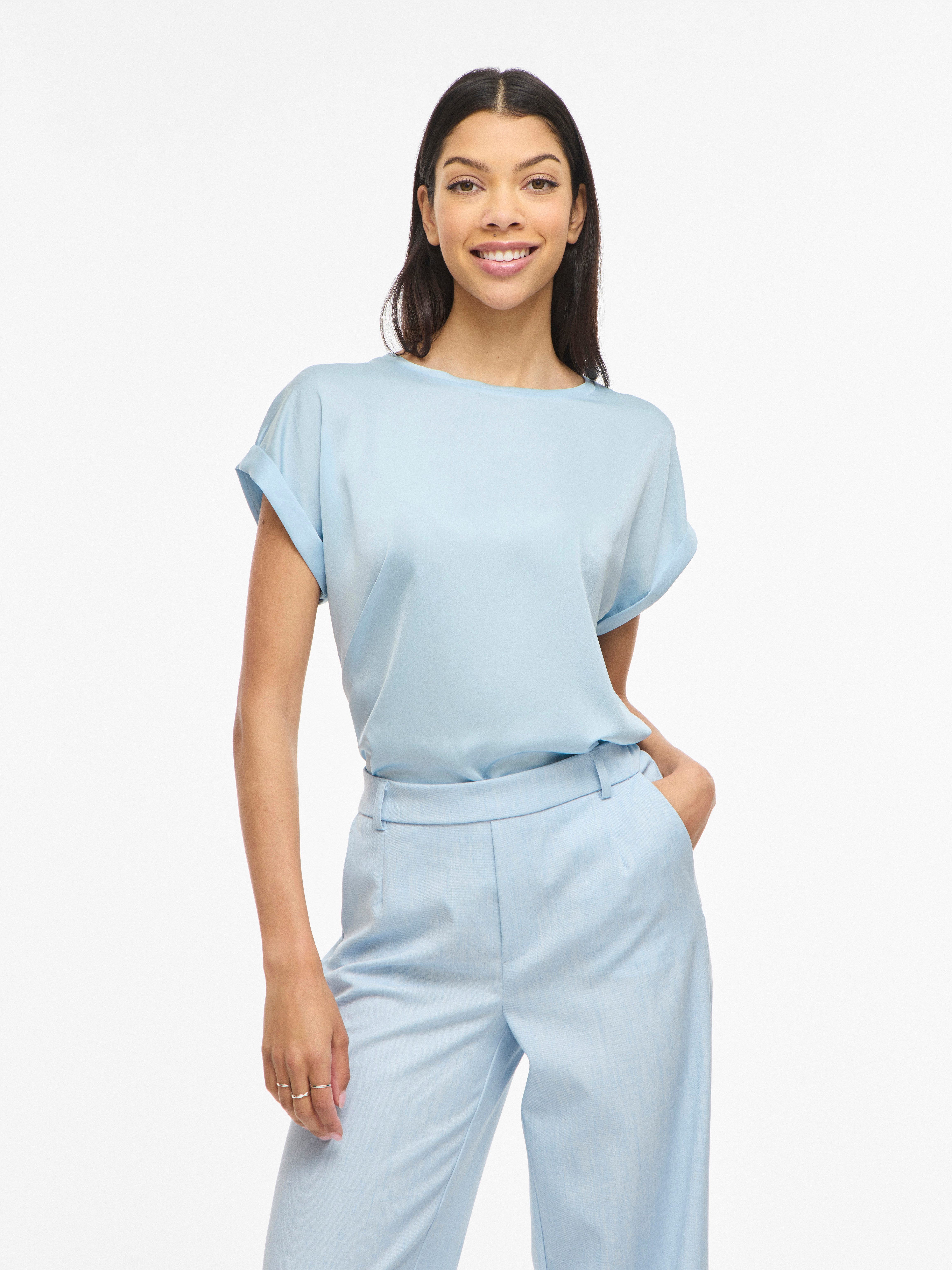 Vila Kurzarmshirt VIELLETTE S/S SATIN TOP - NOOS Satin Optik günstig online kaufen