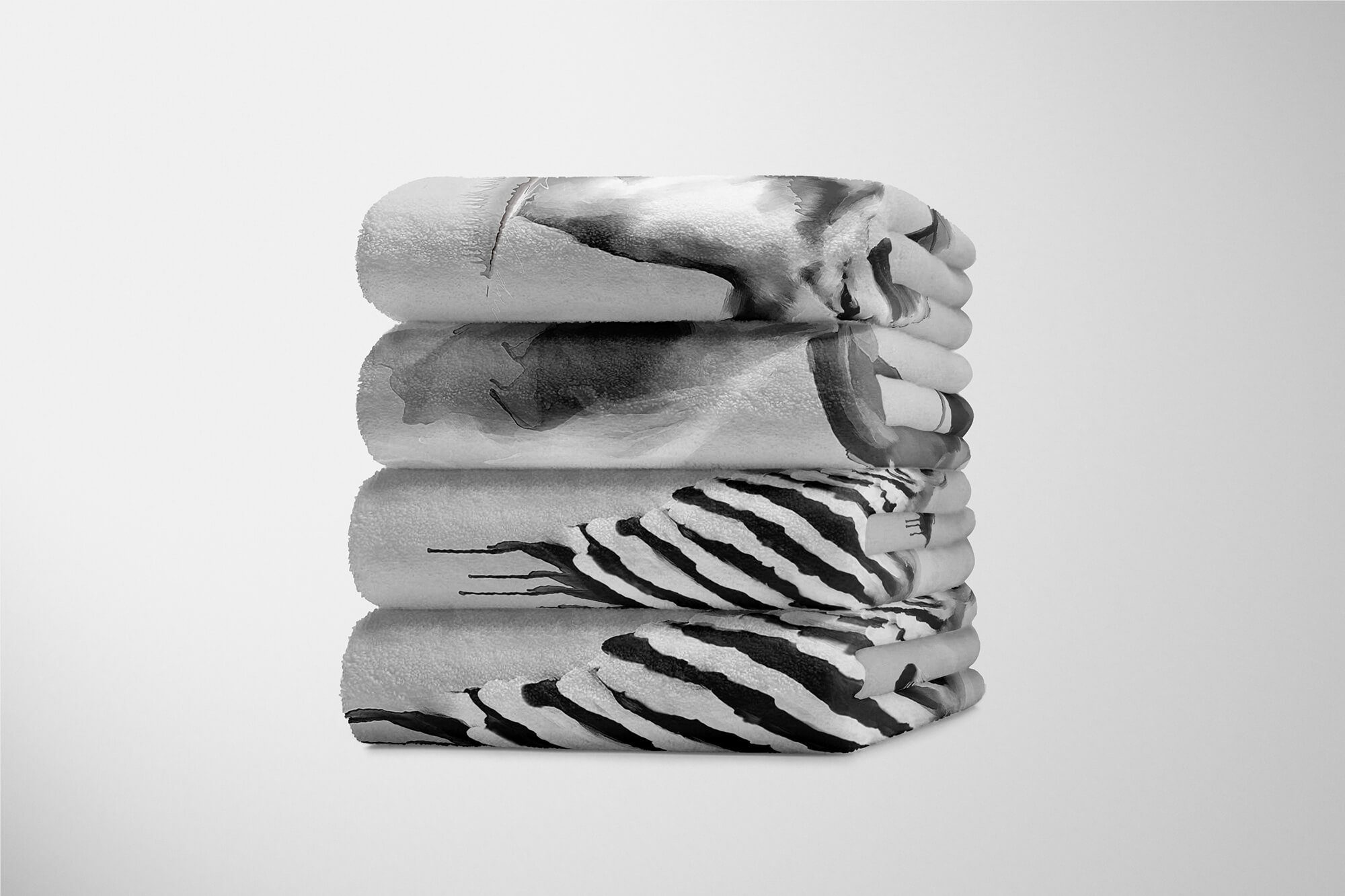 Art (1-St), Handtuch Strandhandtuch Handtücher Saunatuch Handtuch Grau Baby Kuscheldecke Baumwolle-Polyester-Mix Motiv, Sinus Zebra