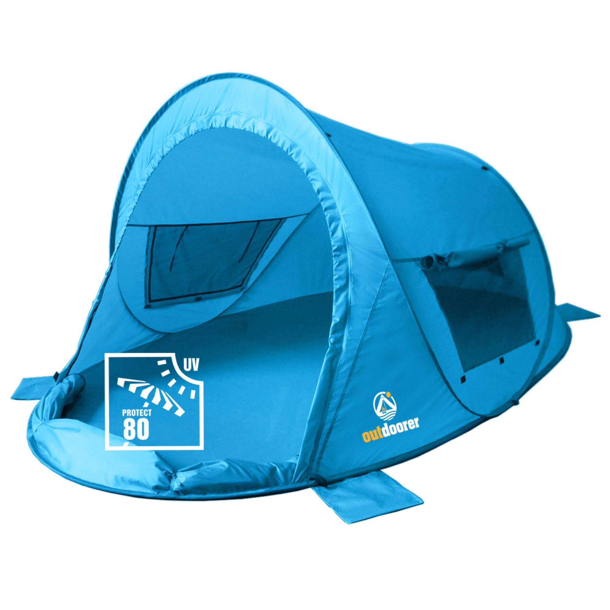 outdoorer Strandmuschel Zack Premium Family - Familien-Strandmuschel mit UV 80-Sonnenschutz, Personen: 3, Verschließbares Strandzelt, Pop-up, selbstaufbauend, Windschutz