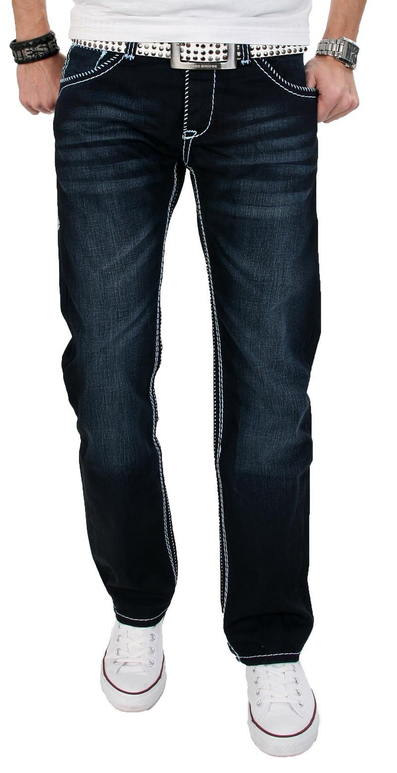 Alessandro Salvarini mit dicken Nähten ASBluri auffälligen Straight-Jeans