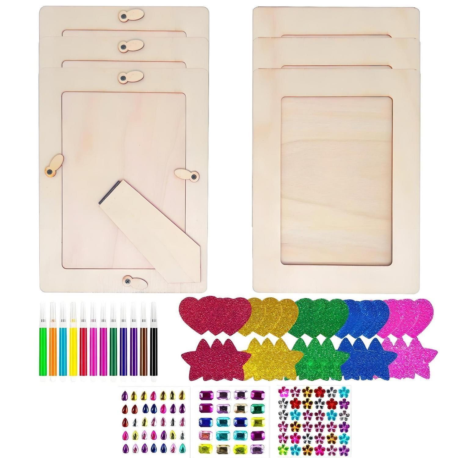 LuxusKollektion Bilderrahmen zum Basteln Holzbilderrahmen Bastelset 20x15cm DIY Deko, (6 St)