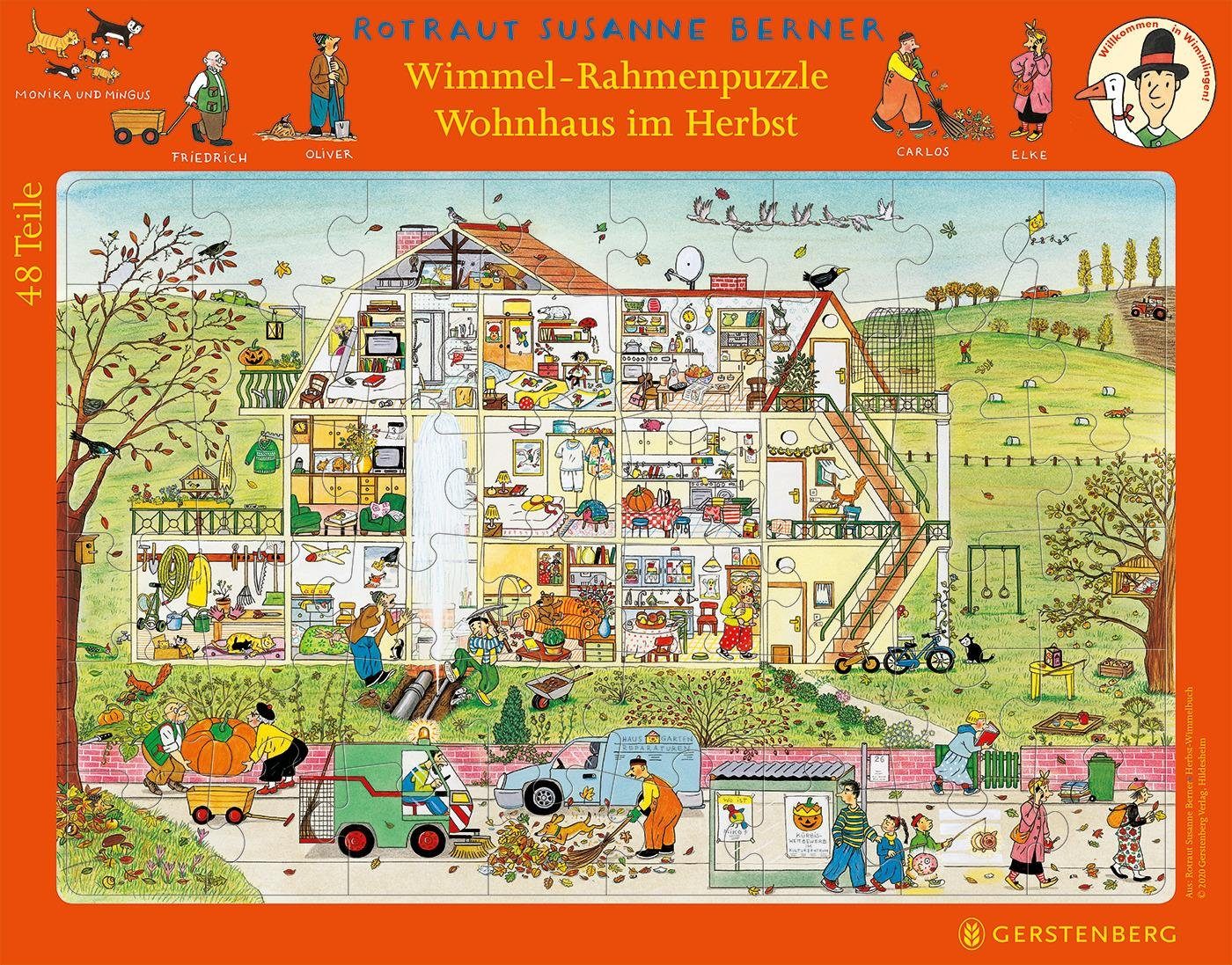 Gerstenberg Verlag Puzzle Wimmel-Rahmenpuzzle: Wohnhaus im Herbst, Puzzleteile