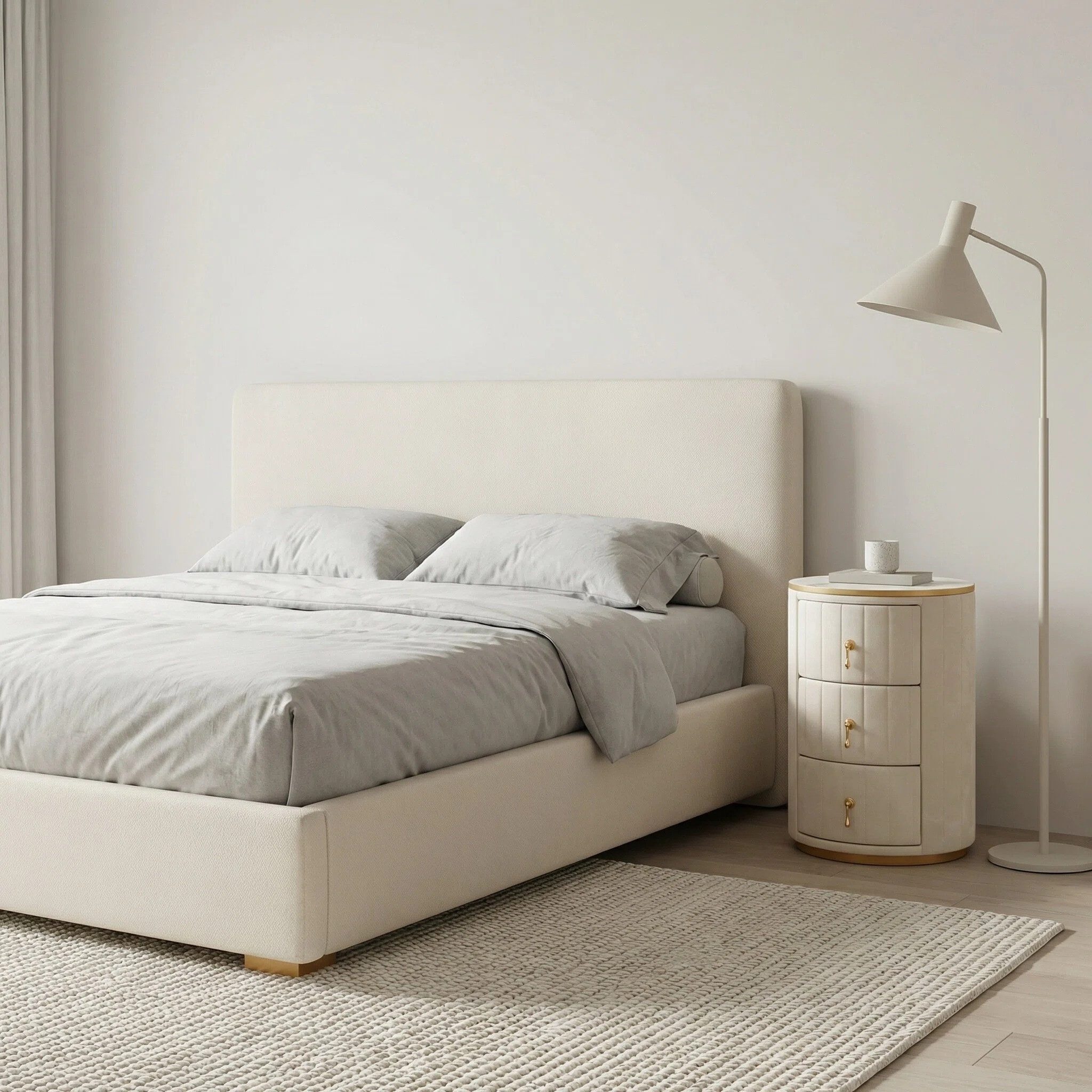 BlingBin Nachttisch Runder Nachtkästchen mit Schublade,Kompakter Aufbewahrungsende Tisch (1 Stück, 1-St., 38L x 38W x 45H cm), moderner minimalistischer Beistel – Bild 2 von 5