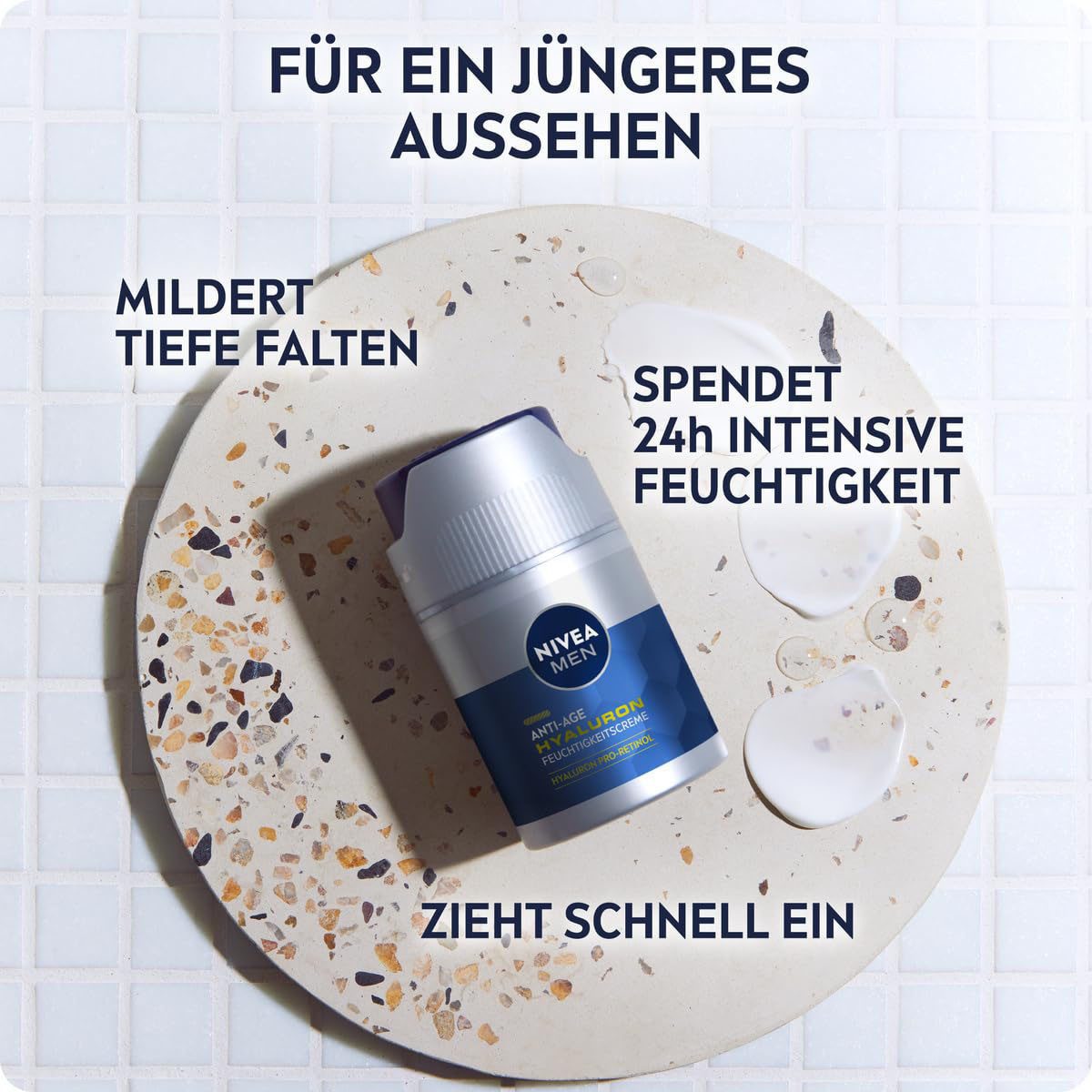 Nivea Men Anti-Aging-Creme ANTI-AGE HYALURON LSF 15, mit Pro-Retinol, LSF 15