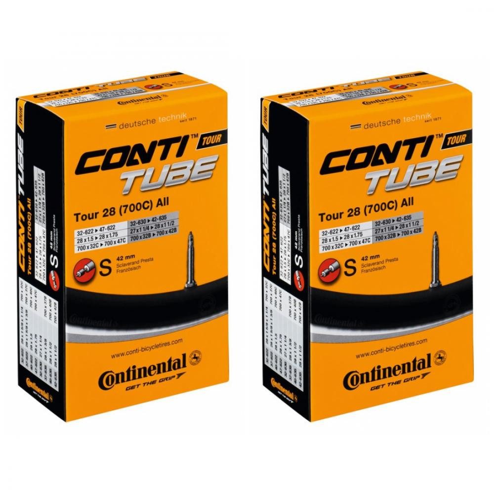 Fahrradschlauch Continental 2x Schlauch Conti Tour 28 all 27/28x1 1/4-1.75 Zoll