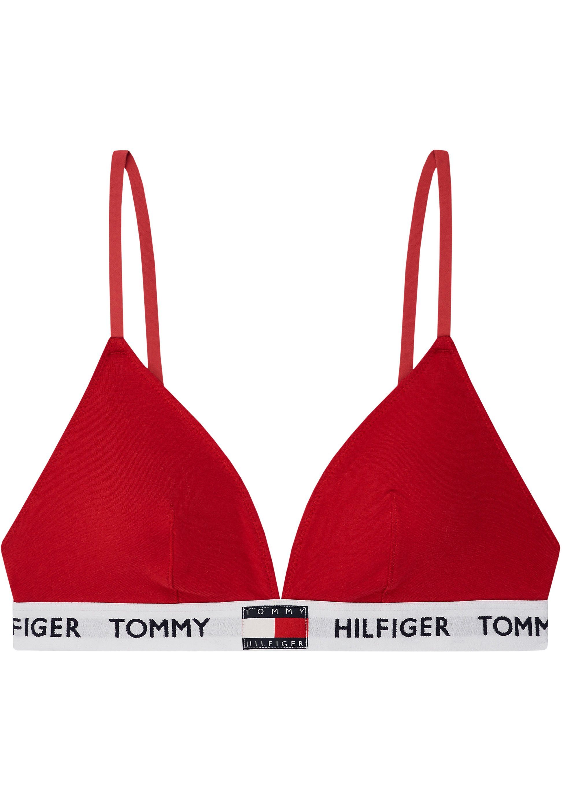 Underwear PADDED Hilfger Elastiktape BRA Tommy Logo-Schriftzug Tommy Flag TRIANGLE Triangel-BH TANGO RED & dem mit auf Hilfiger