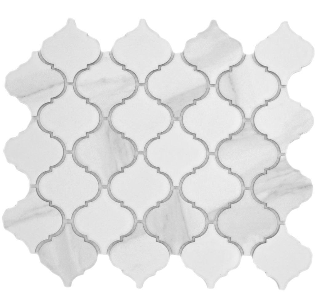 Mosani Mosaikfliesen Keramik Mosaik Florentiner Carrara Vintage weiß grau