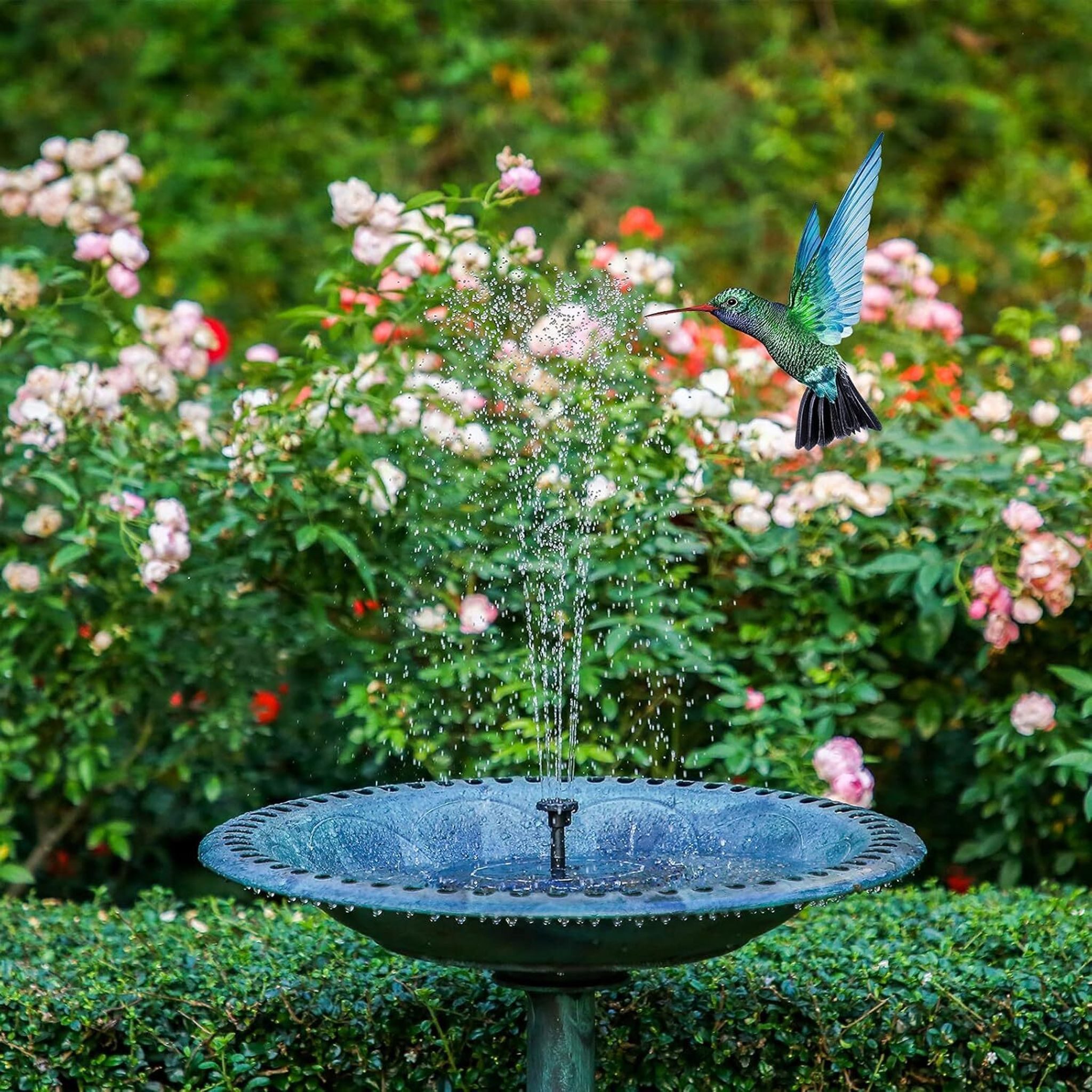 FELIXLEO Solarpumpe Solar Springbrunnen Teichpumpe 7 Düsen für Garten Vogelbad