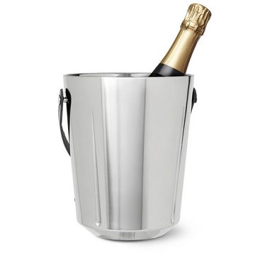 Rosendahl Wein- und Sektkühler Grand Cru; Champagnerkühler in Silber aus poliertem Edelstahl mit Henkel aus Leder; Flaschenkühler