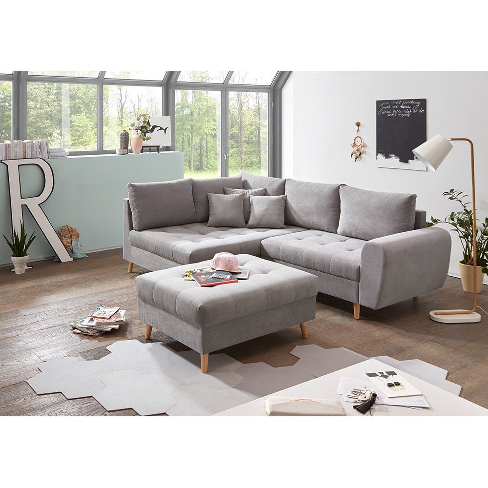 cm LOMADOX Kissen Lomadox hell inkl. Ecksofa Ecksofa, 249x94x175 Polstergarnitur grau hellgrau