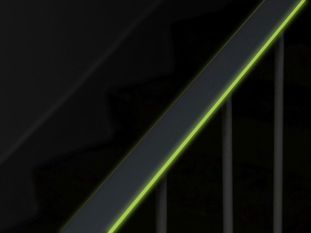 Quest Handlauf Treppenhandlauf LUX PVC fluoreszierend, 100,00 cm Gesamtlänge, (Packung, 1 St), 40x8 mm, rutschfest, für Flachstahl 5-8 mm