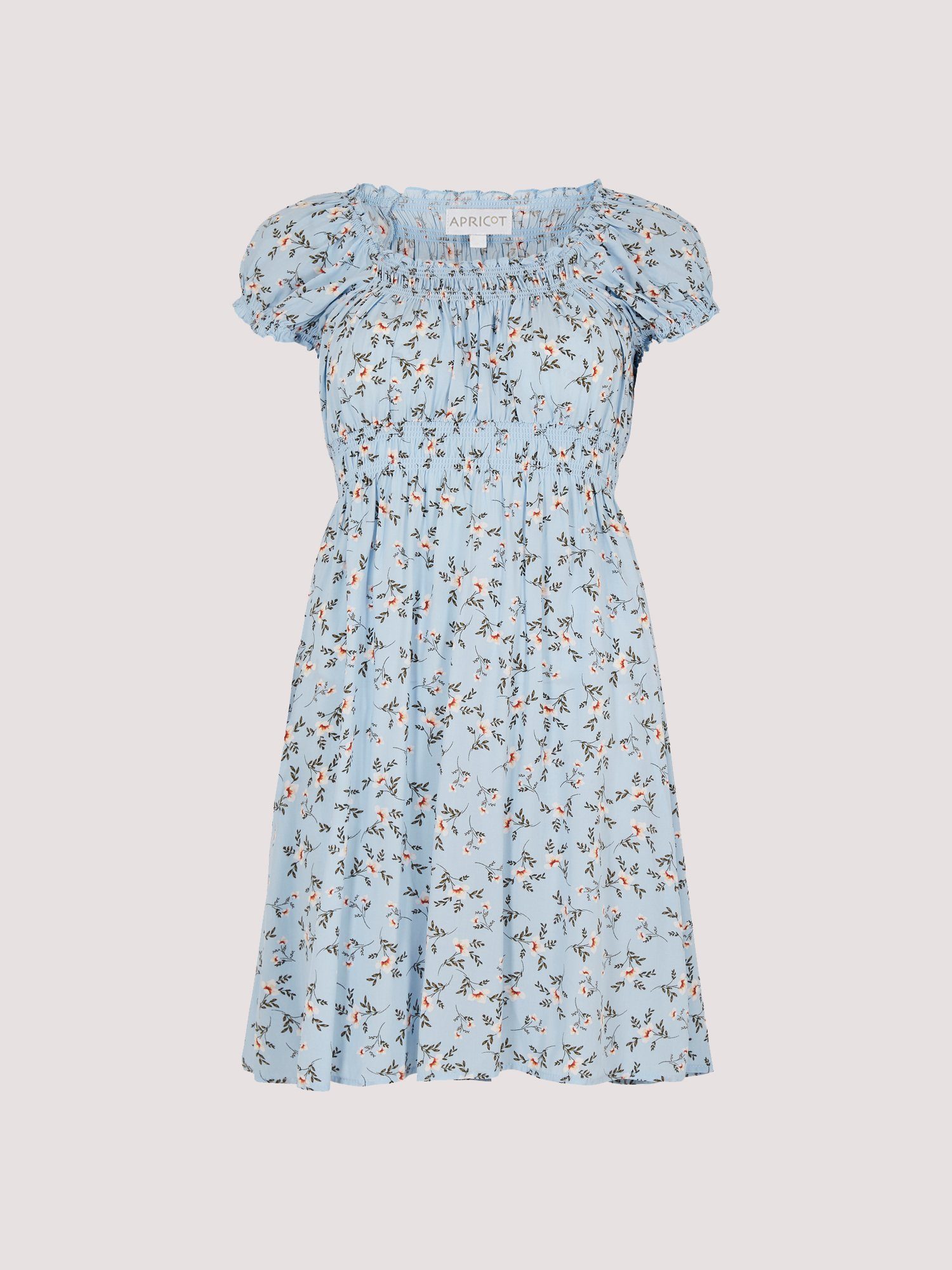Apricot Minikleid Milkmaid Kleid Orchidee mit Rüschen – Bild 5 von 5