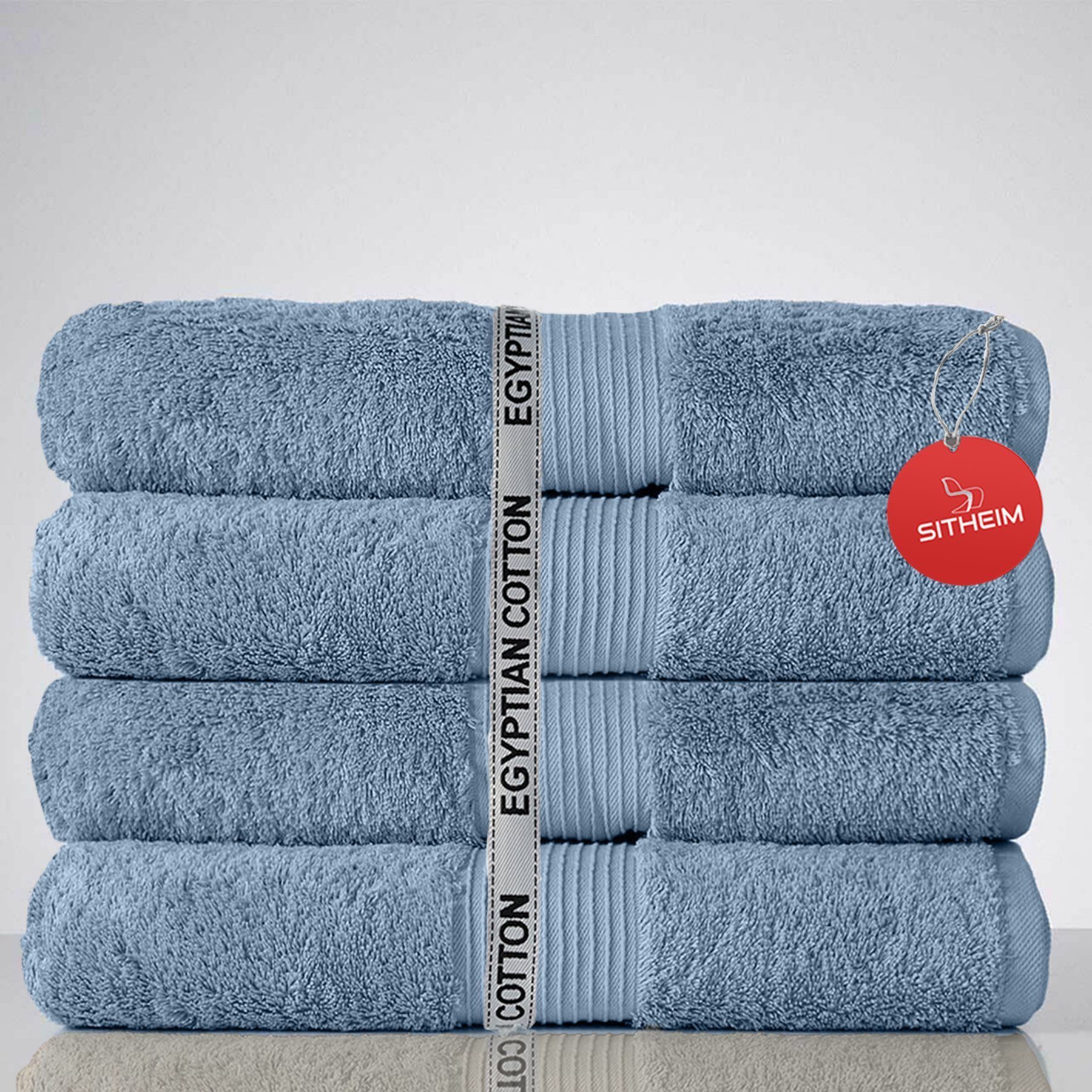 Sitheim-Europe Handtuch Set GIZA LINE I aus 100% Baumwolle (Spar-Set, 4-tlg) Duschtuchset, Ägyptische Baumwolle, (Spar-set, 4-tlg), 100% premium ägyptische Baumwolle, langlebig Babyblau | Handtuch-Sets