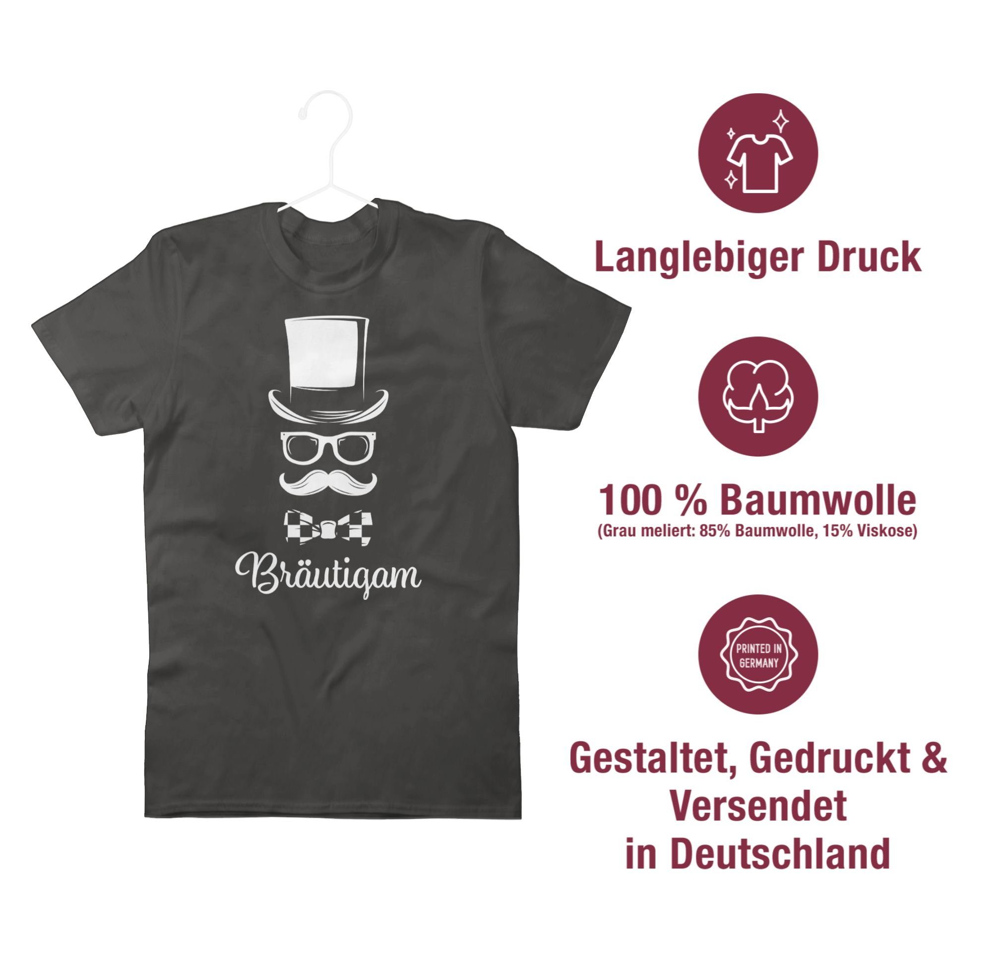 Shirtracer 03 Schreibschrift T-Shirt Bräutigam Männer Dunkelgrau JGA Gentleman