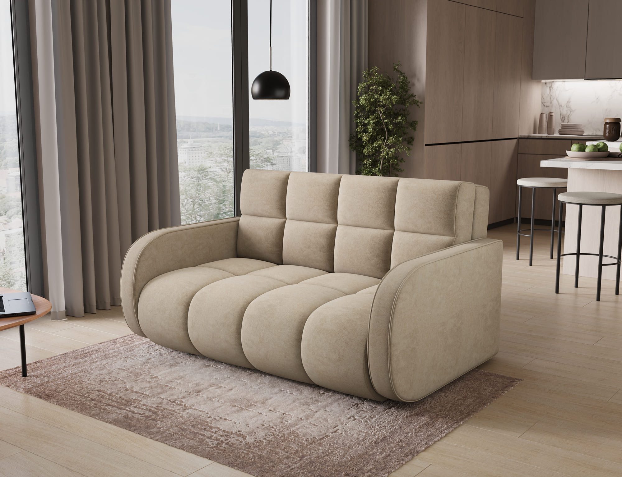 MOEBLO Schlafsofa DENSELIO, Schlafsofa 3-Sitzer mit Schlaffunktion, großem Bettkasten, gepolsterter Rückseite, Liegefläche 131 x 203 cm, (BxHxT): 154 x 83 x 103 cm