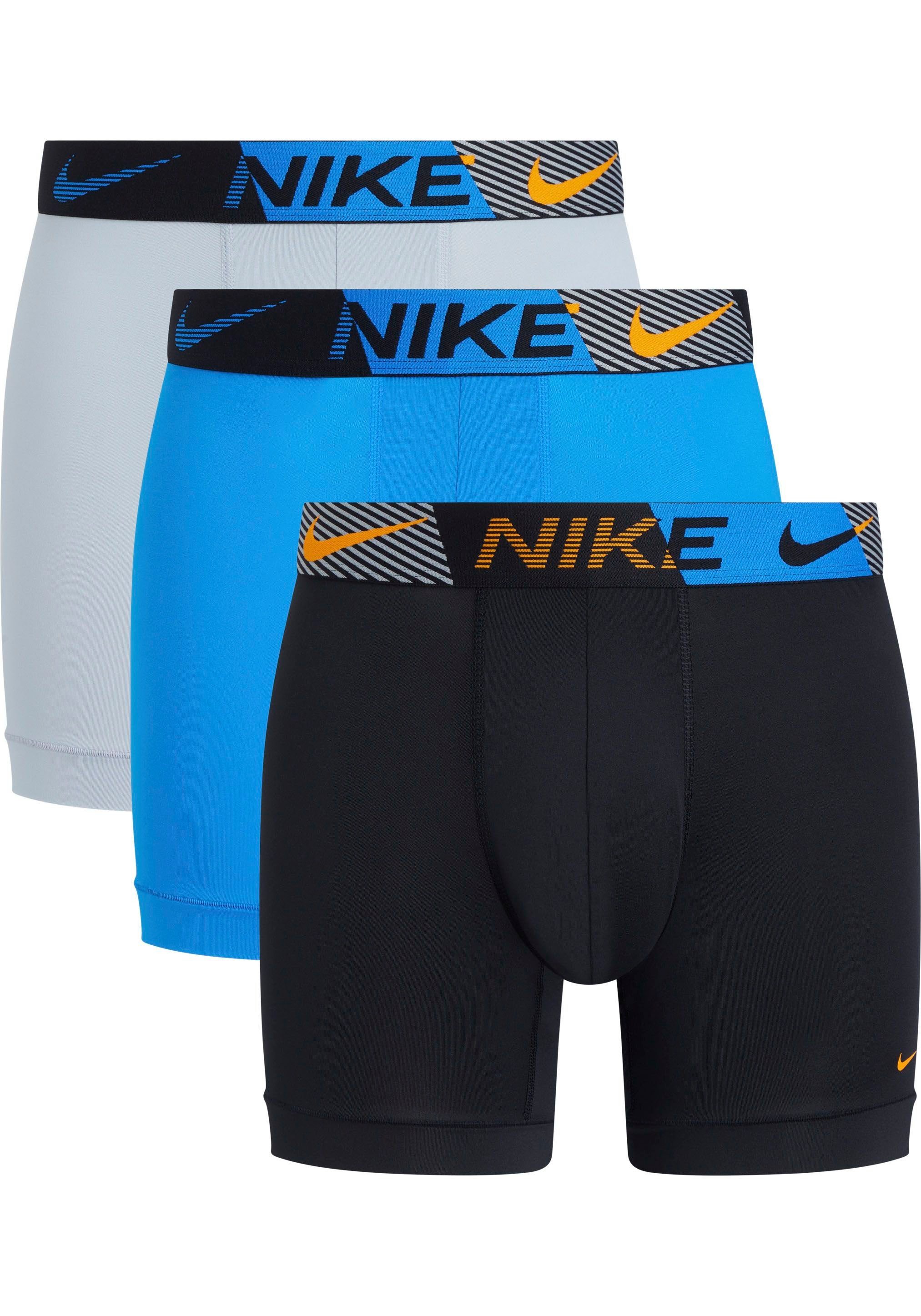 BRIEF NIKE 92% (Packung, Boxer Polyester, aus Logo-Elastikbund recyceltem längerem & Jersey (3 Underwear 3PK elastisch mit Bein mit NIKE 3er-Pack) BOXER Stück), Materialmix
