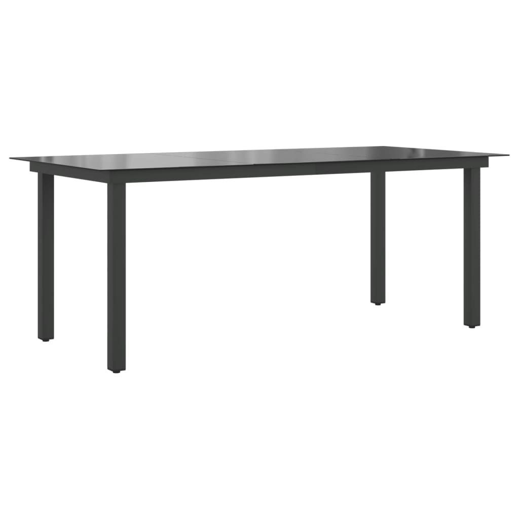 Gartentisch 190 x 90 cm Garten-Esstisch Glas Aluminium 190x90x74 cm Schwarz