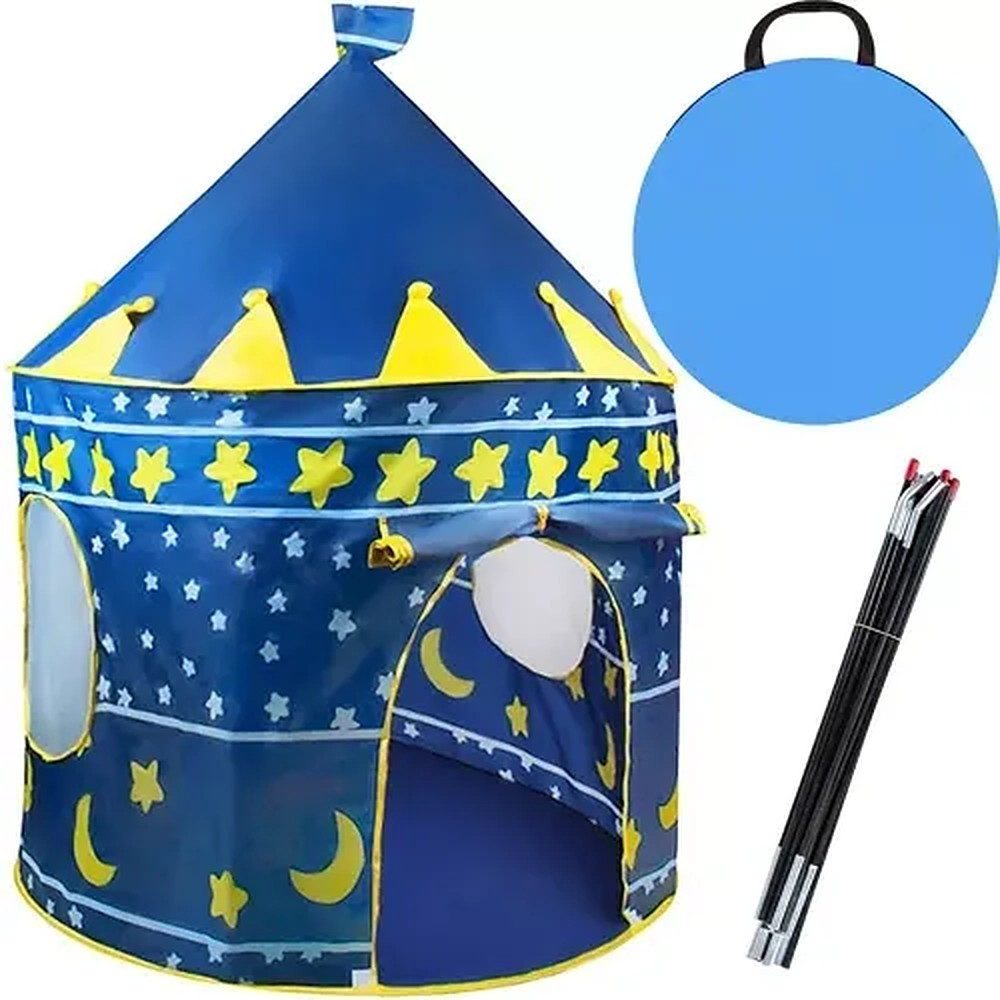 KRUZZEL Spielzelt Kinderzelt Schlosszelt Spielhaus (Spar-Set, 1-tlg., 105 x 135 cm faltbar) Burg-Design, 2 Netzfenster, Tragetasche, faltbar