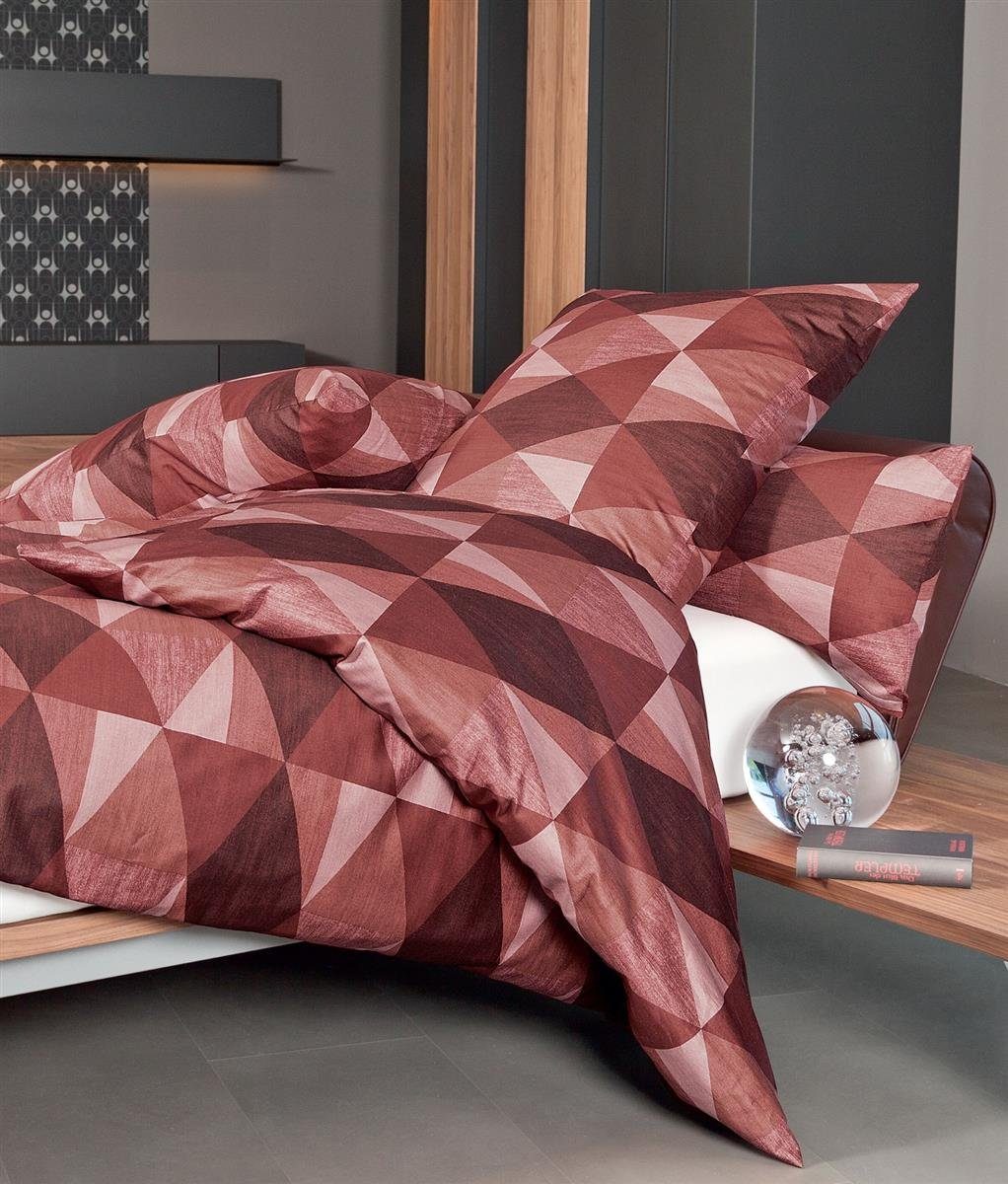 Janine Bettwäsche Janine Messina Mako-Satin Bettwäsche 135x200 Dreiecke rotbraun rost, Mako-Satin, 2 teilig