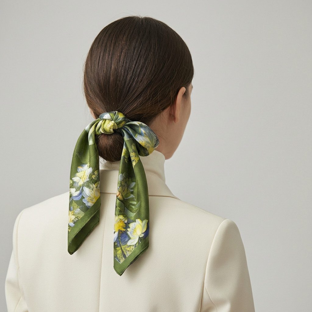 Kleelein Seidentuch Seidentuch Elegantes Modernes Blumenmuster Exklusives Damen, leicht, atmungsaktiv, hochwertig, weich, pflegeleicht, atmungsaktiv