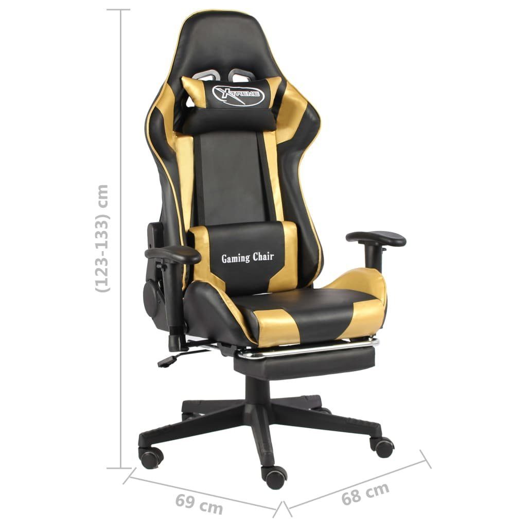 Bürostuhl Golden Fußstütze vidaXL Drehbar mit Gaming-Stuhl PVC