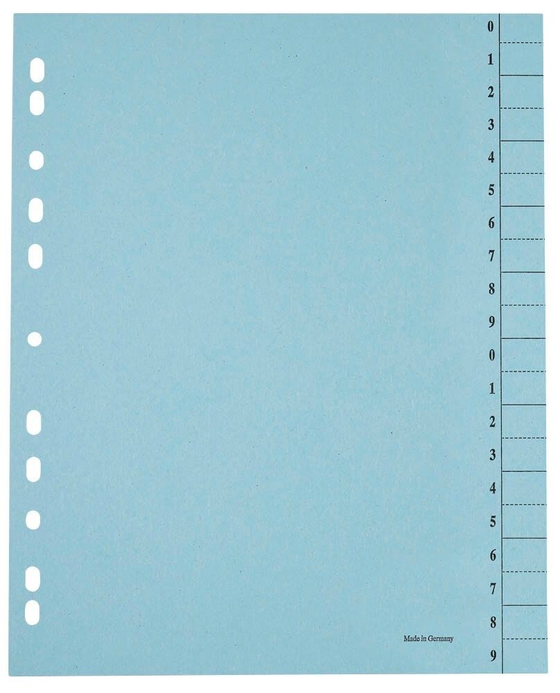 Neutral Abheftstreifen Trennblätter 0-9 blau, 100 St.