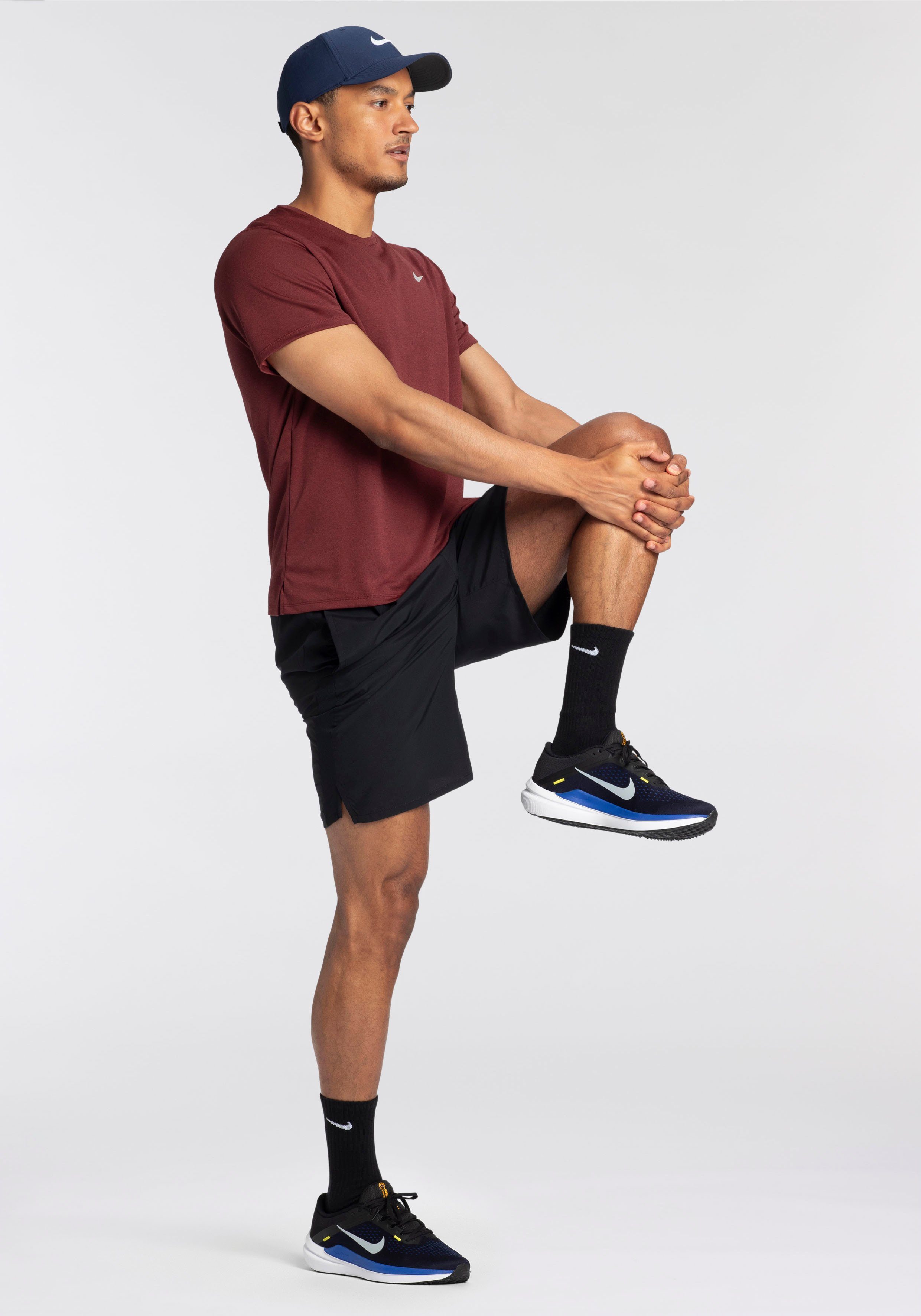 Nike Laufshirt DRI-FIT UV MILER RUNNING SILV SHORT-SLEEVE TOP NIGHT MEN'S MAROON/CEDAR/HTR/REFLECTIVE