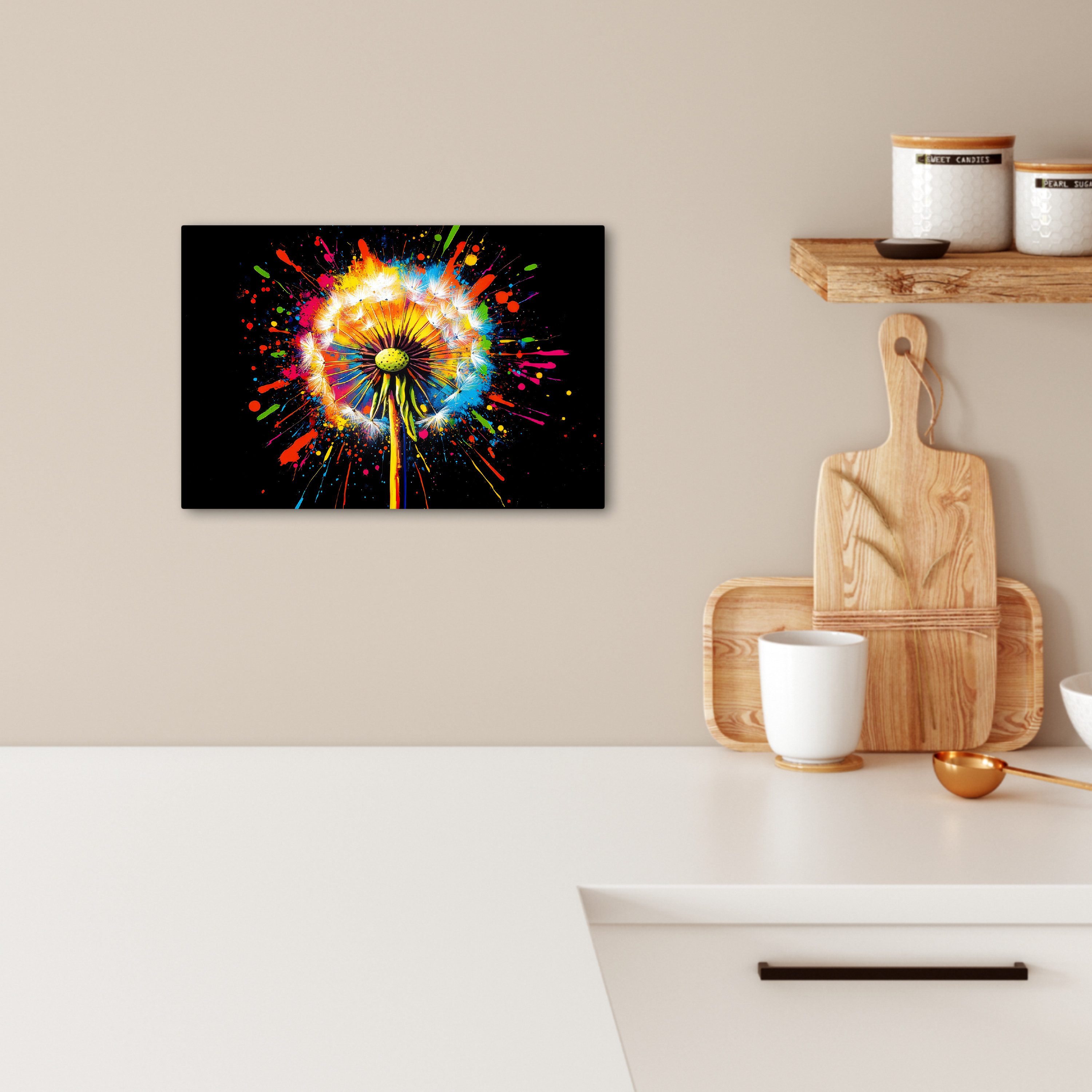 OneMillionCanvasses® Leinwandbild Löwenzahn - Graffiti - Farbenfroh - Blume günstig online kaufen