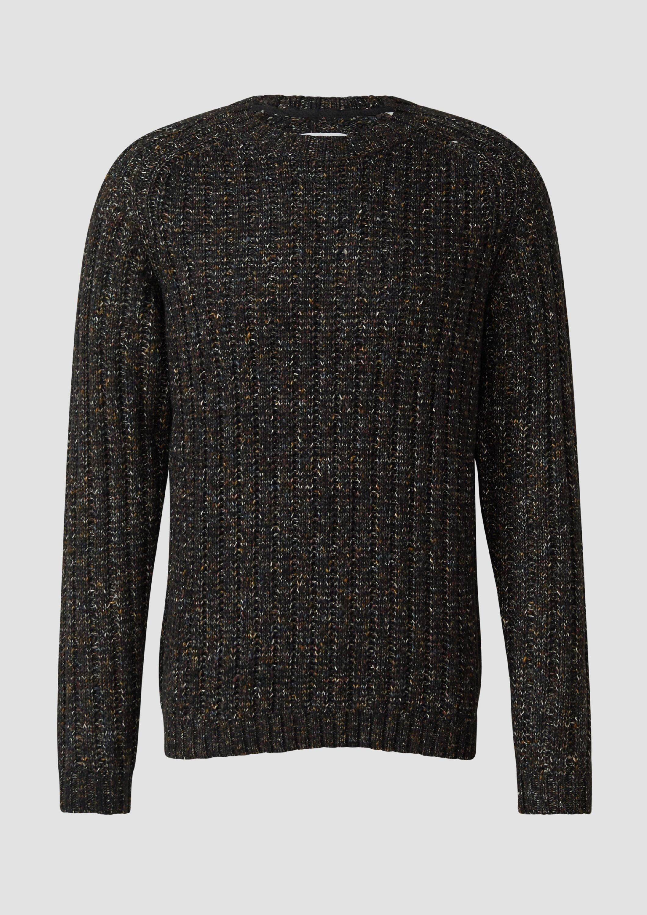 s.Oliver Longpullover Strickpullover Gerippter Multi-Colour-Strickpullover aus Baumwollmix
