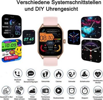 OKWISH Damen Herren Smart Watch Sportuhr Armbanduhr Fitness Uhr Uhren Tracker Smartwatch (1,85 Zoll) Sportuhr mit 50 Sportmodi, Austauschbare Armbänder, Touchscreen, für iOS/Android, mit Anrufe Pulsmesser Schrittzähler Schlafmonitor Aktivitätstracker