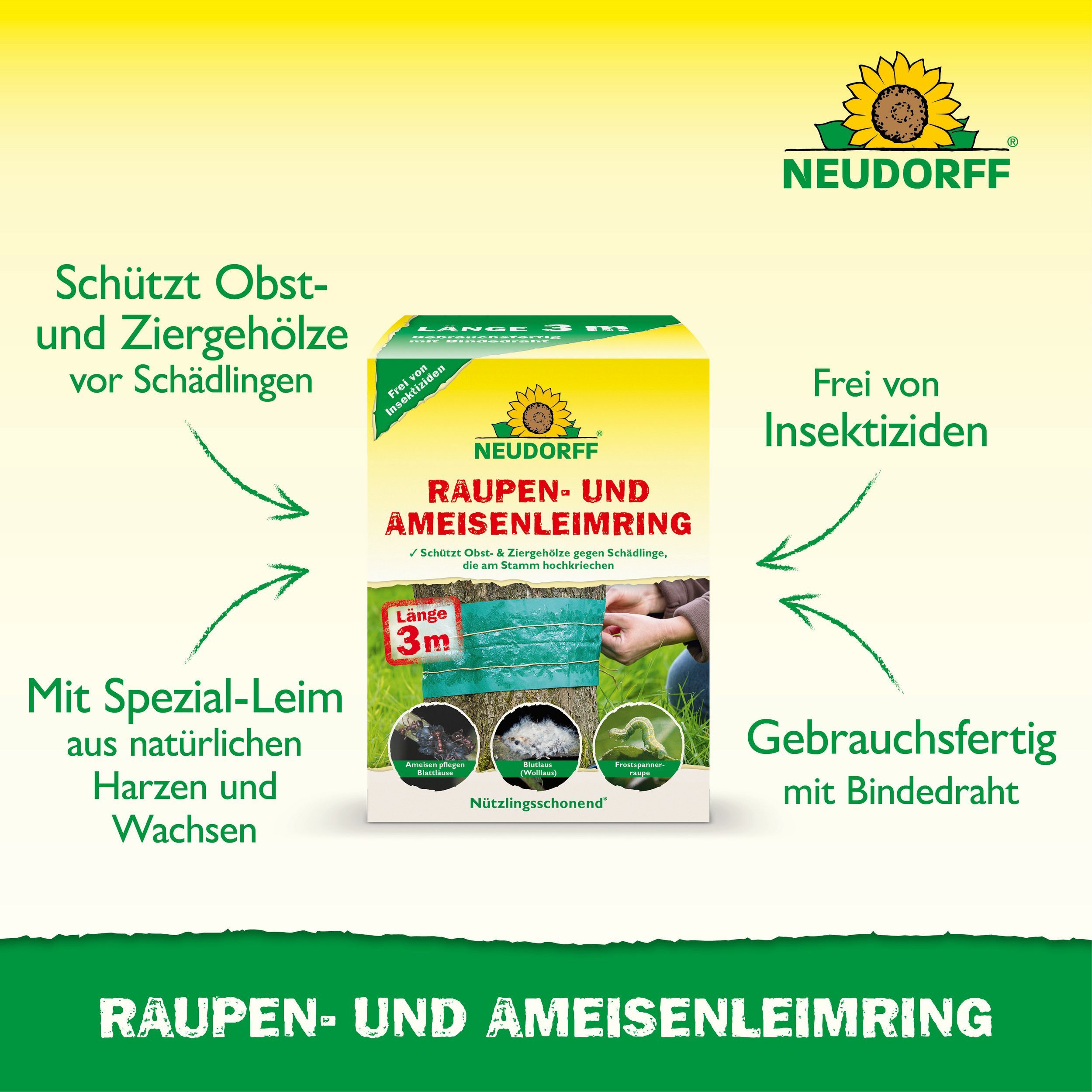 Neudorff Klebefalle Raupen- und AmeisenLeimring, 3 m mechanische Leimbarriere gegen hochkriechende Schädlinge – Bild 2 von 5