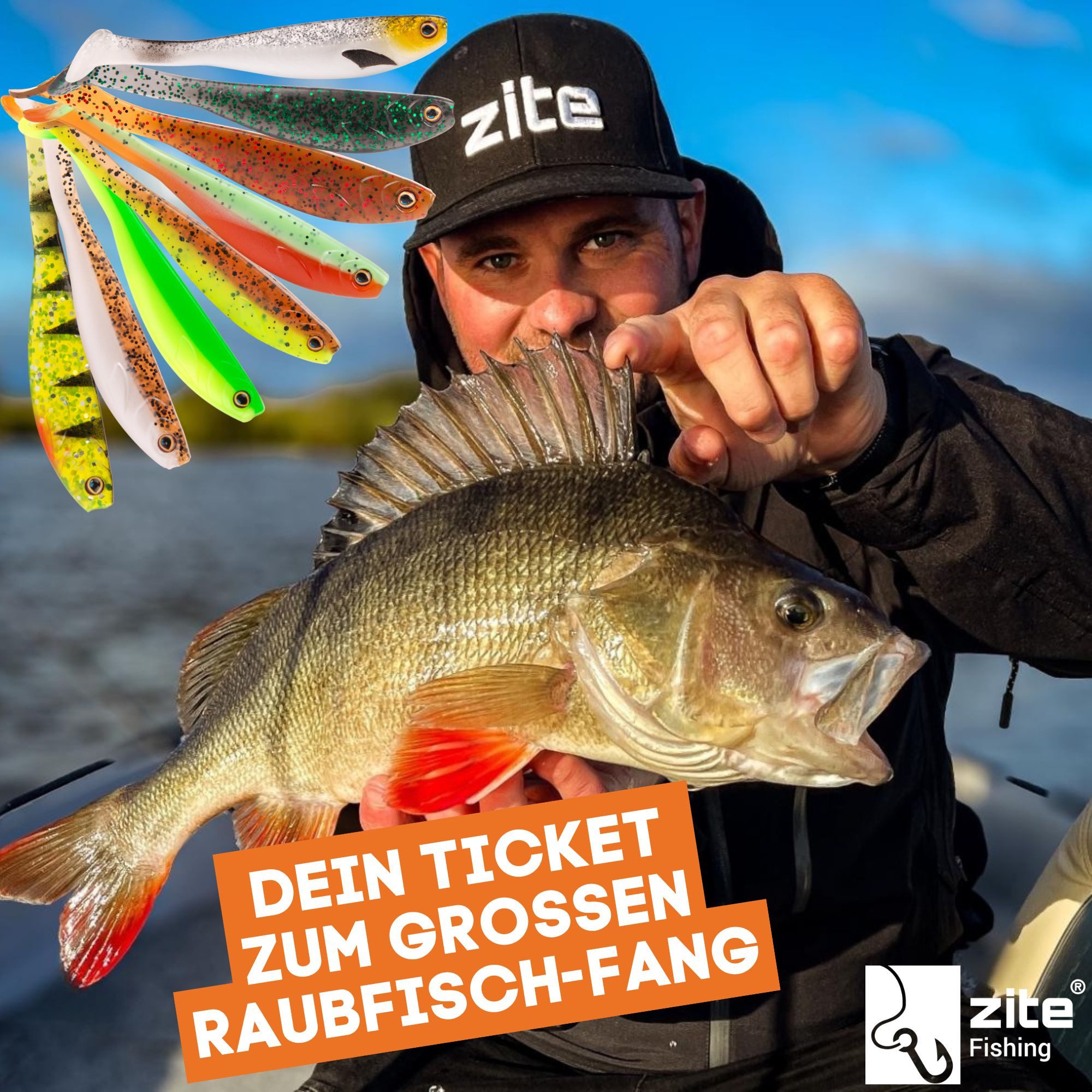 Zite Kunstköder Inzite Pershad 8 cm Gummiköder für Hecht-Angeln 7 Stk