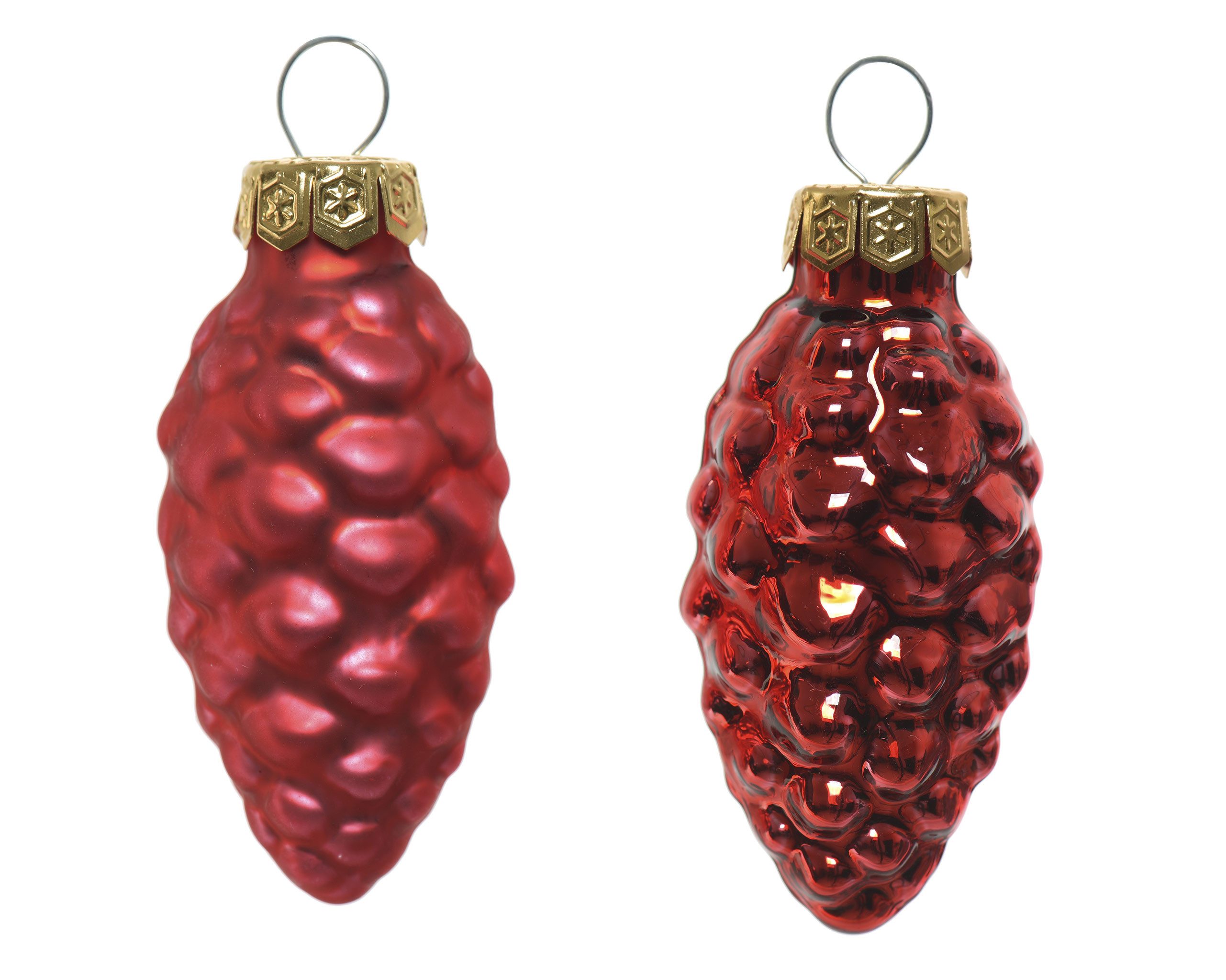 Kaemingk Christbaumschmuck, Christbaumschmuck Zapfen 6cm Glas 12 Stück - Weihnachtsrot