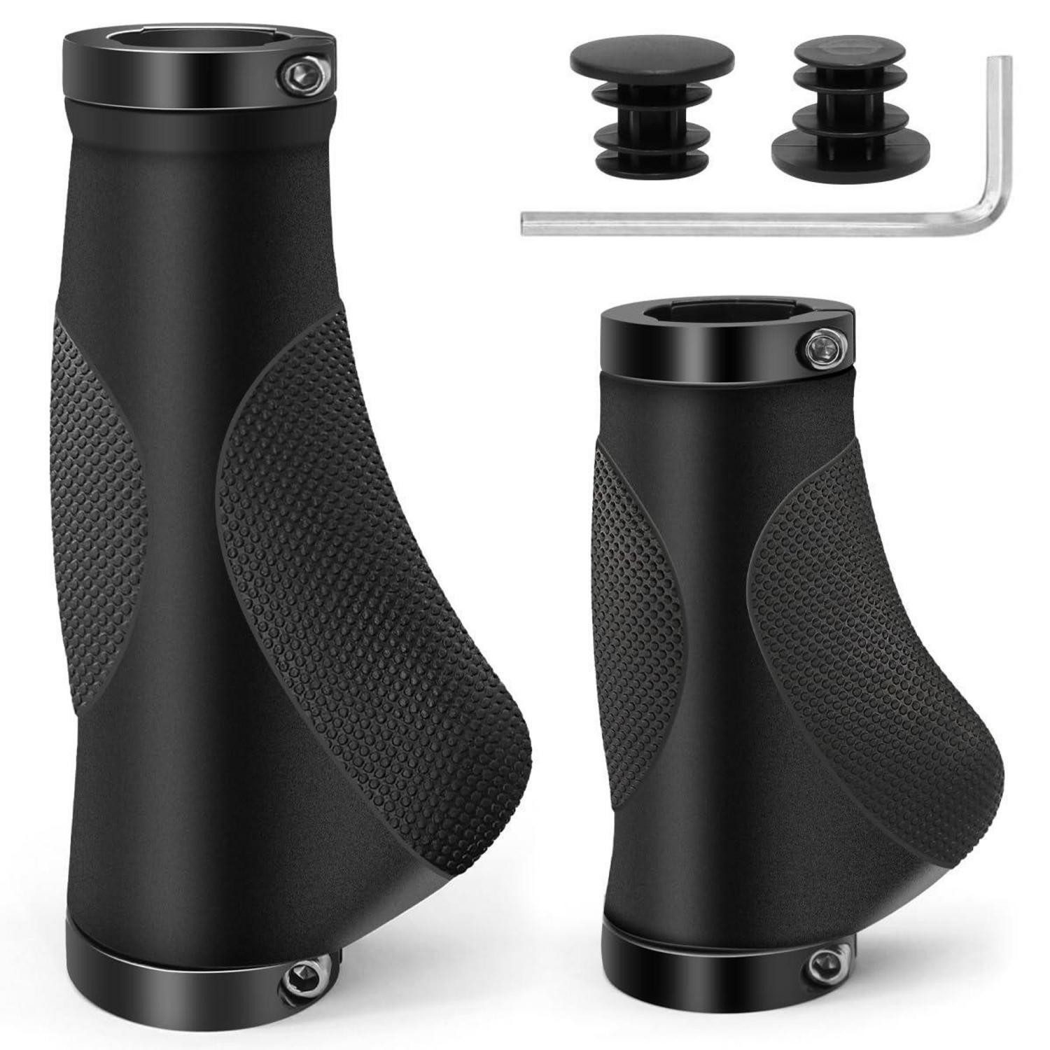 LuxusKollektion Fahrradlenkergriff Fahrradgriffe Lockon Ergonomisch Rutschfest MTB Schwarz(130mm+93mm) (1-St)