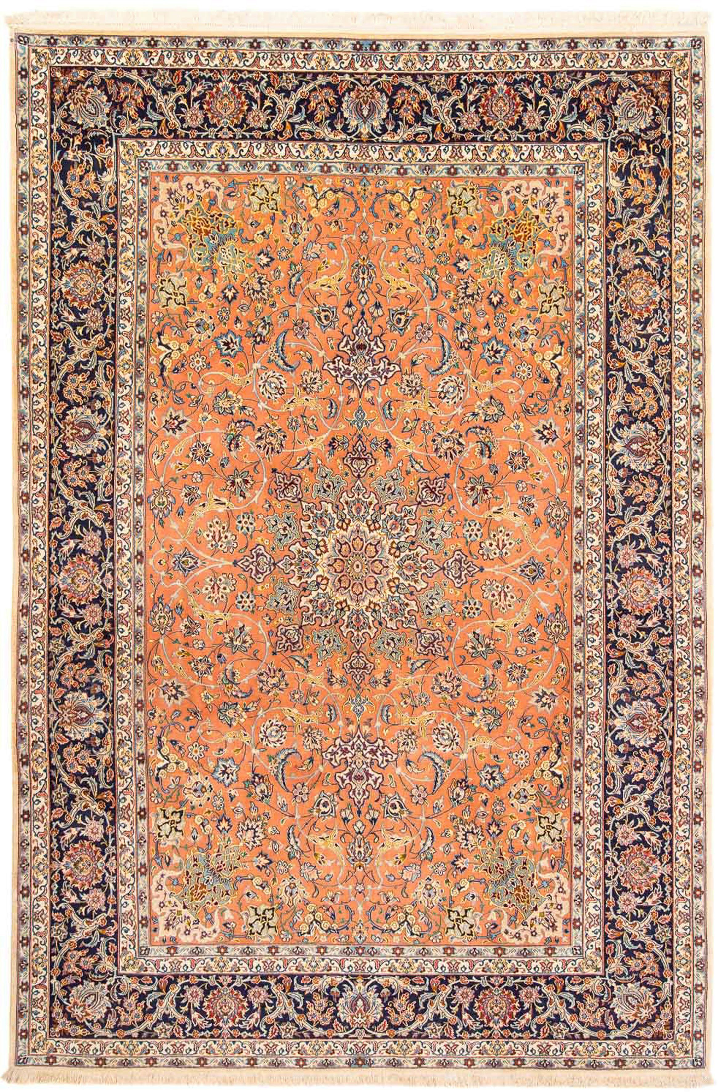 mit Zertifikat Isfahan 302 - Orientteppich mm, Handgeknüpft, cm 202 Perser Höhe: - Einzelstück - Premium Wohnzimmer, morgenland, braun, 6 x rechteckig, -