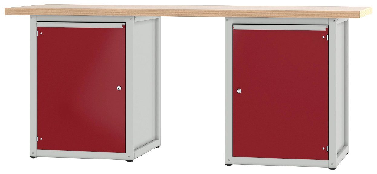 PADOR Werkbank 41 S S Höhe/Länge: 4.0.41 grau/rot 85,5x200 cm 4