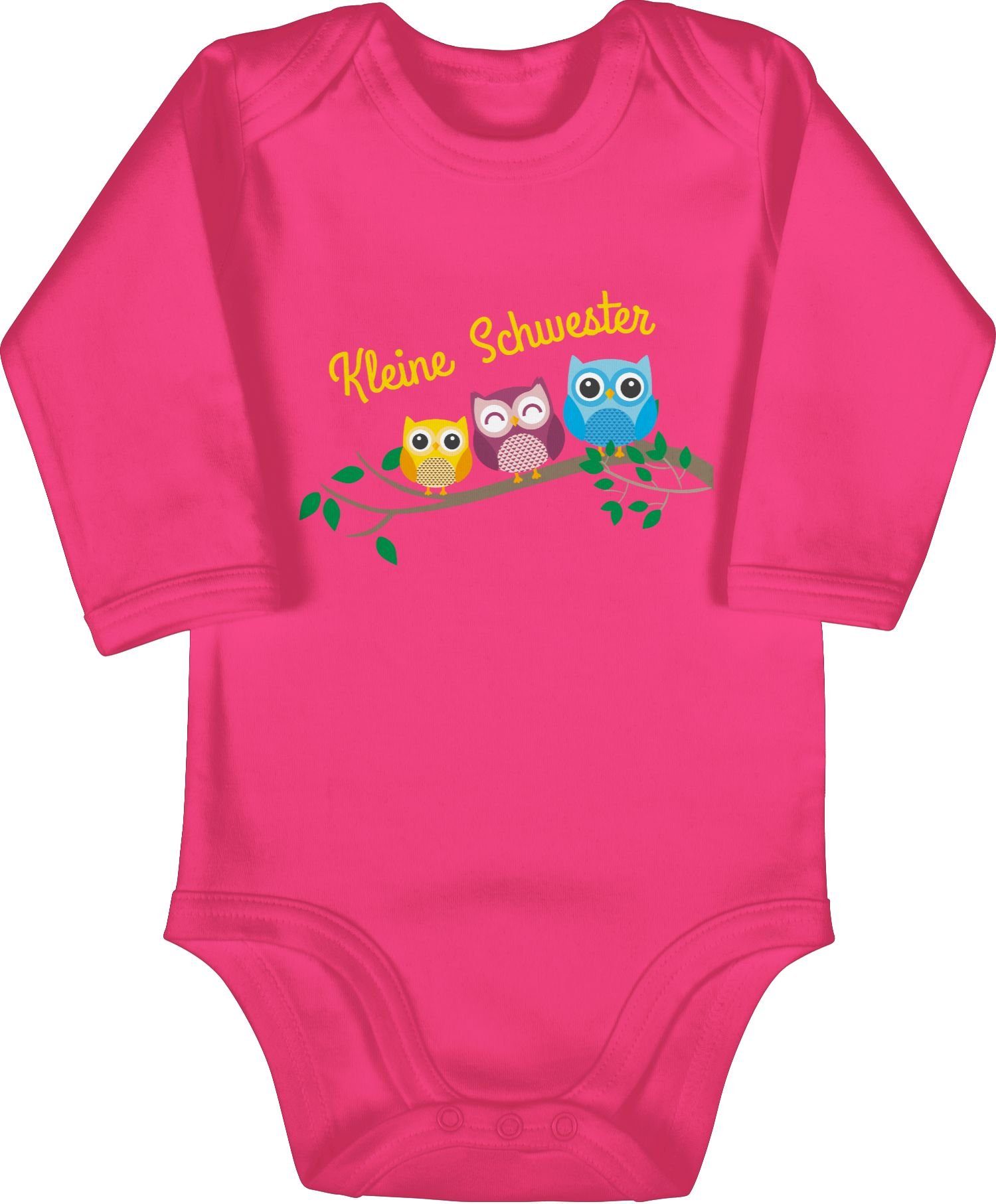 Shirtracer Shirtbody kleine Schwester Eulen Geschwister Bruder und Schwester 2 Fuchsia