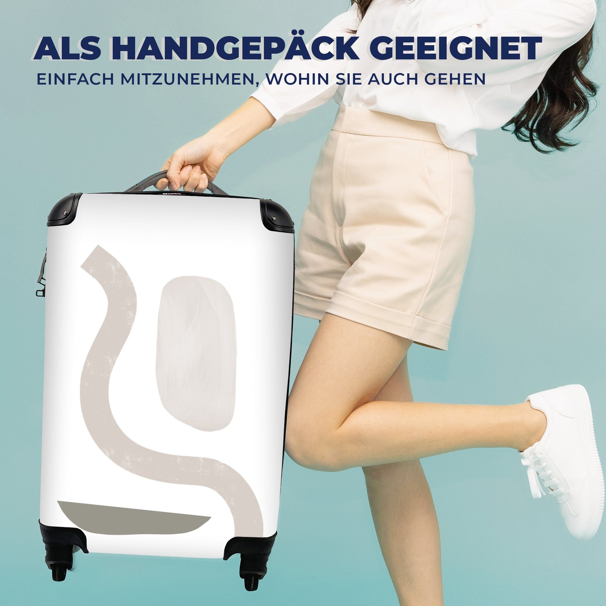 4 Reisetasche Handgepäck - Trolley, mit Ferien, Gestaltung, Pastell MuchoWow Reisekoffer Minimalismus für Rollen, Handgepäckkoffer rollen, -