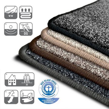 Veloursteppich Toulon Grau, Wohnteppich in verschiedenen Farben, Teppich, Karat, Rechteckig, Höhe: 10 mm, 100% Polypropylen