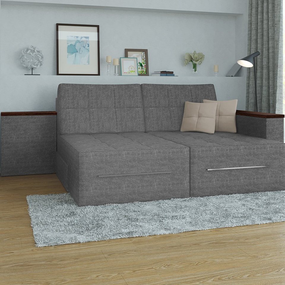 Vicco Ecksofa »mit Schlaffunktion 20 x 20 cm Grau   Eckcouch Sofa Couch  Schlafsofa«, mit Bettfunktion