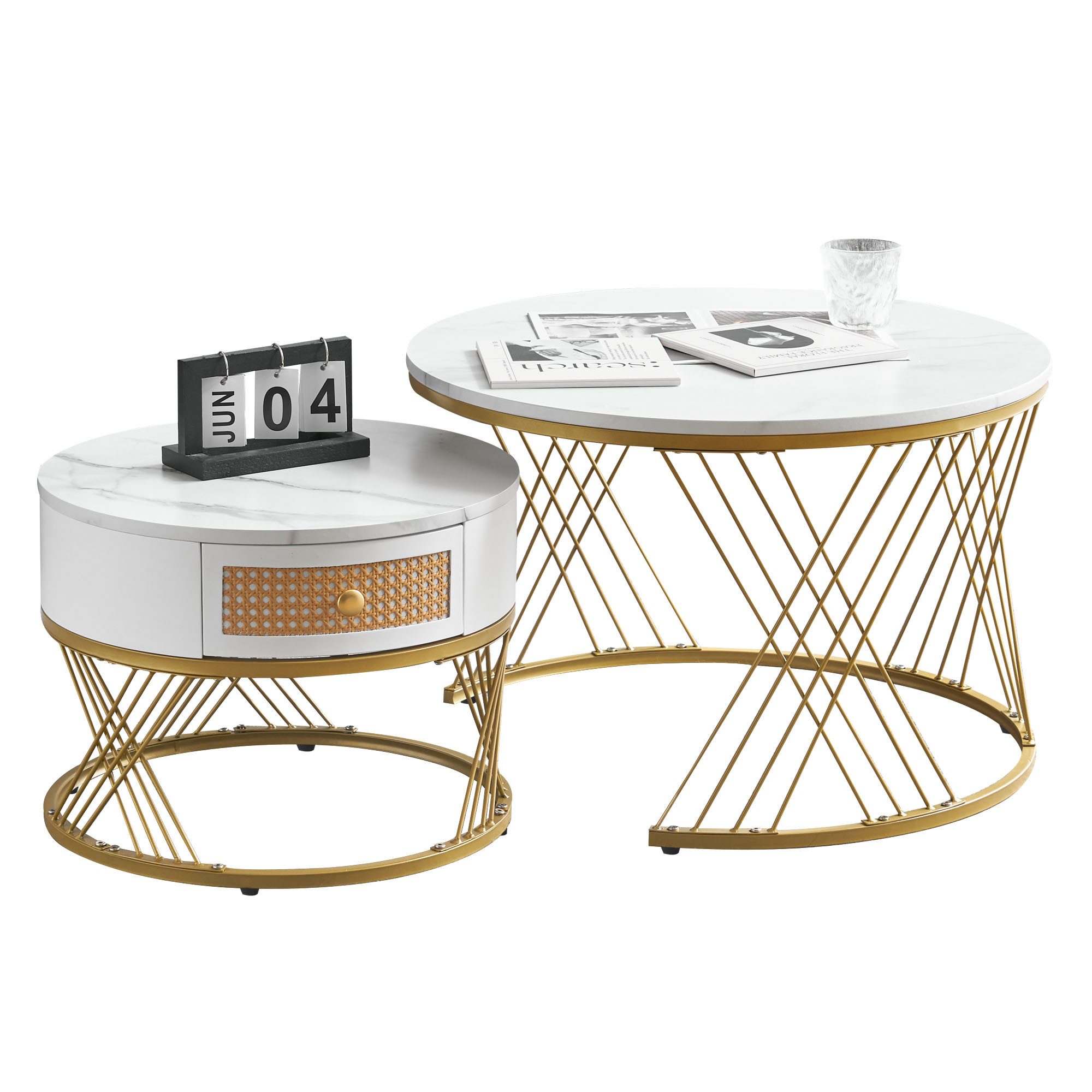Merax Couchtisch 2er Set mit Metallrahmen günstig online kaufen