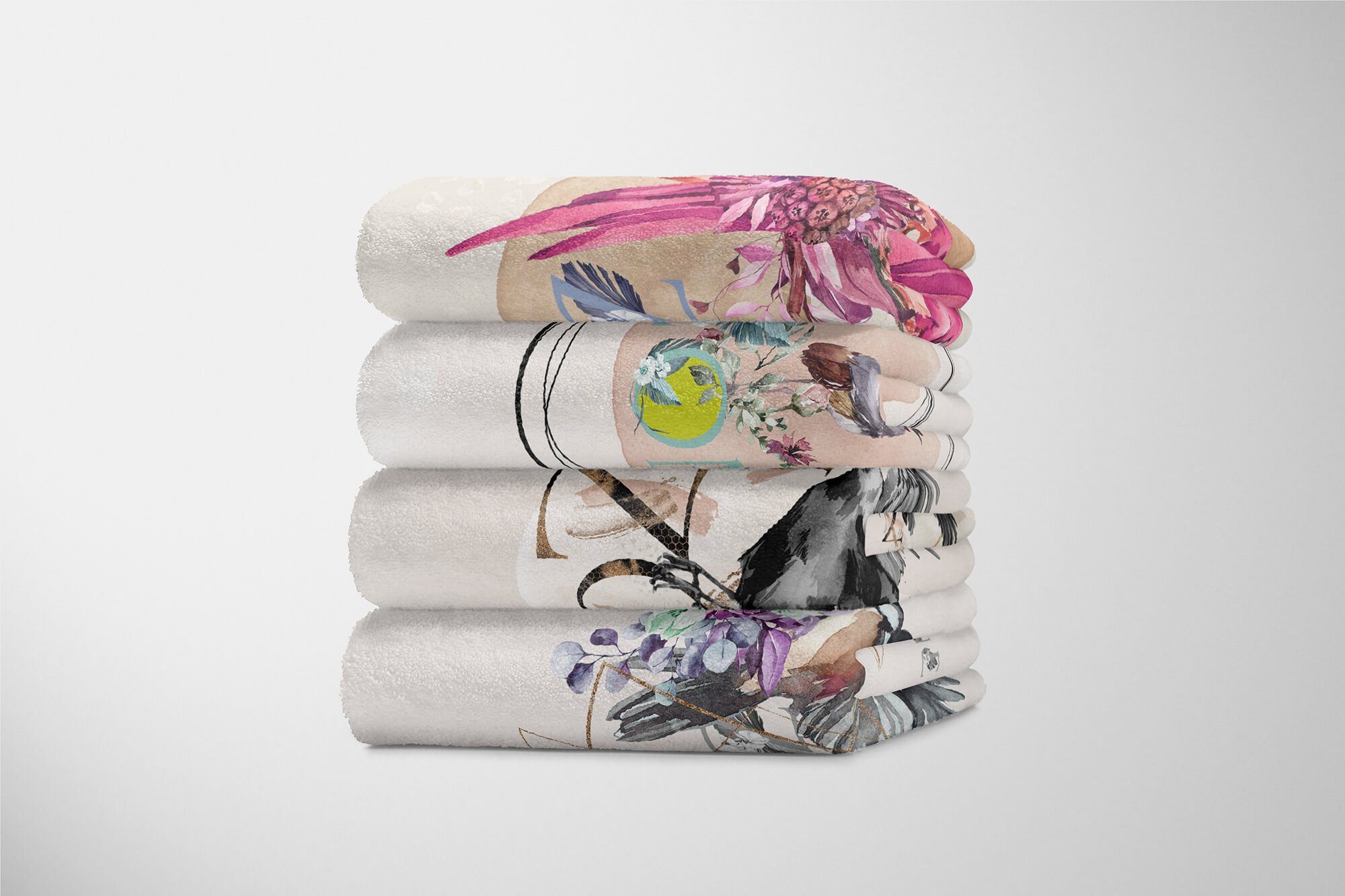 Sinus Art Rabe Handtücher Kunstvoll Handtuch Einzigartig Strandhandtuch Handtuch (1-St), Saunatuch Schwarz Kuscheldecke Dusc, Baumwolle-Polyester-Mix Mystisch