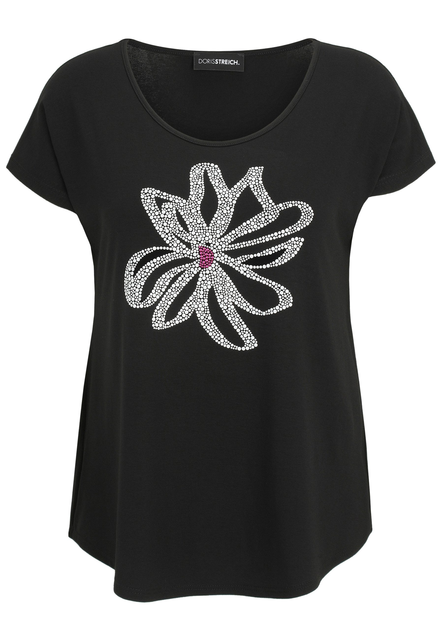 Doris Streich T-Shirt mit Blütenmotiv aus Metallplättchen günstig online kaufen
