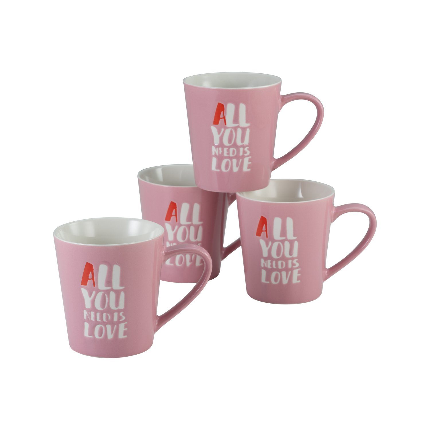 CreaTable Becher Kaffeebecher All You Need Is Love 420 ml, Steinzeug