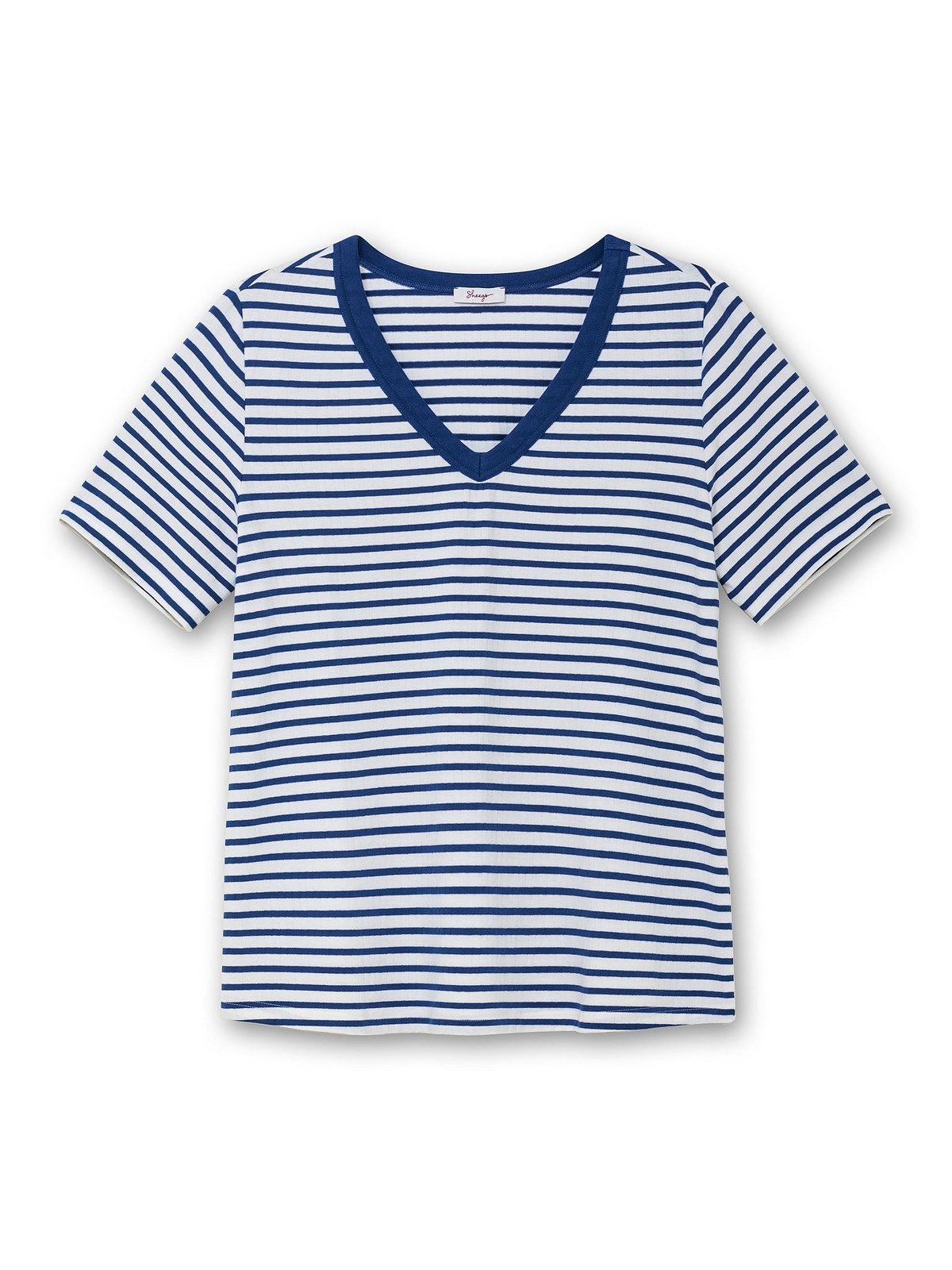 Sheego T-Shirt Große Größen mit V-Ausschnitt, in Rippstruktur